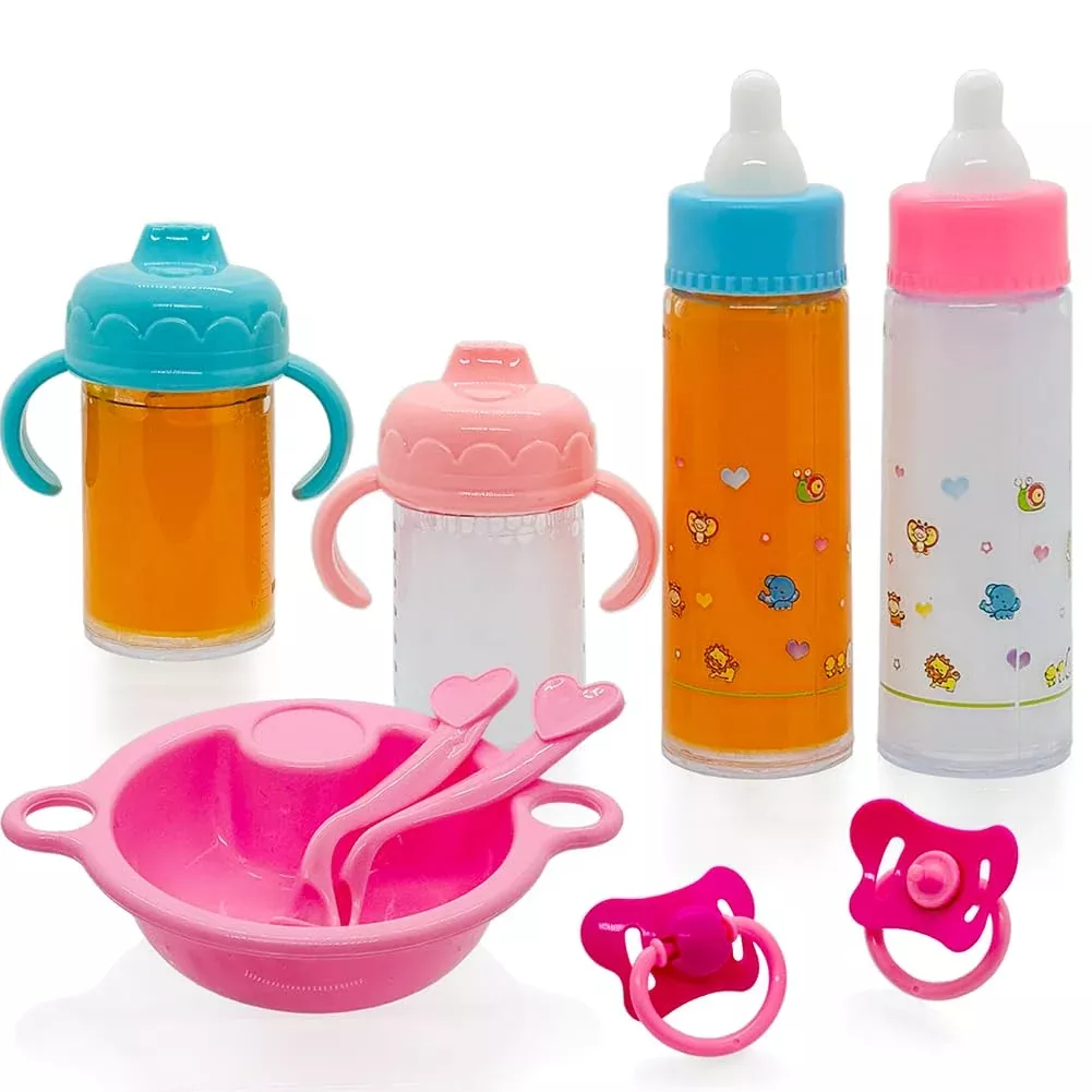 SAIBURAZ Doll Feeding Play Set for 12-18" Dolls, Pink, Big