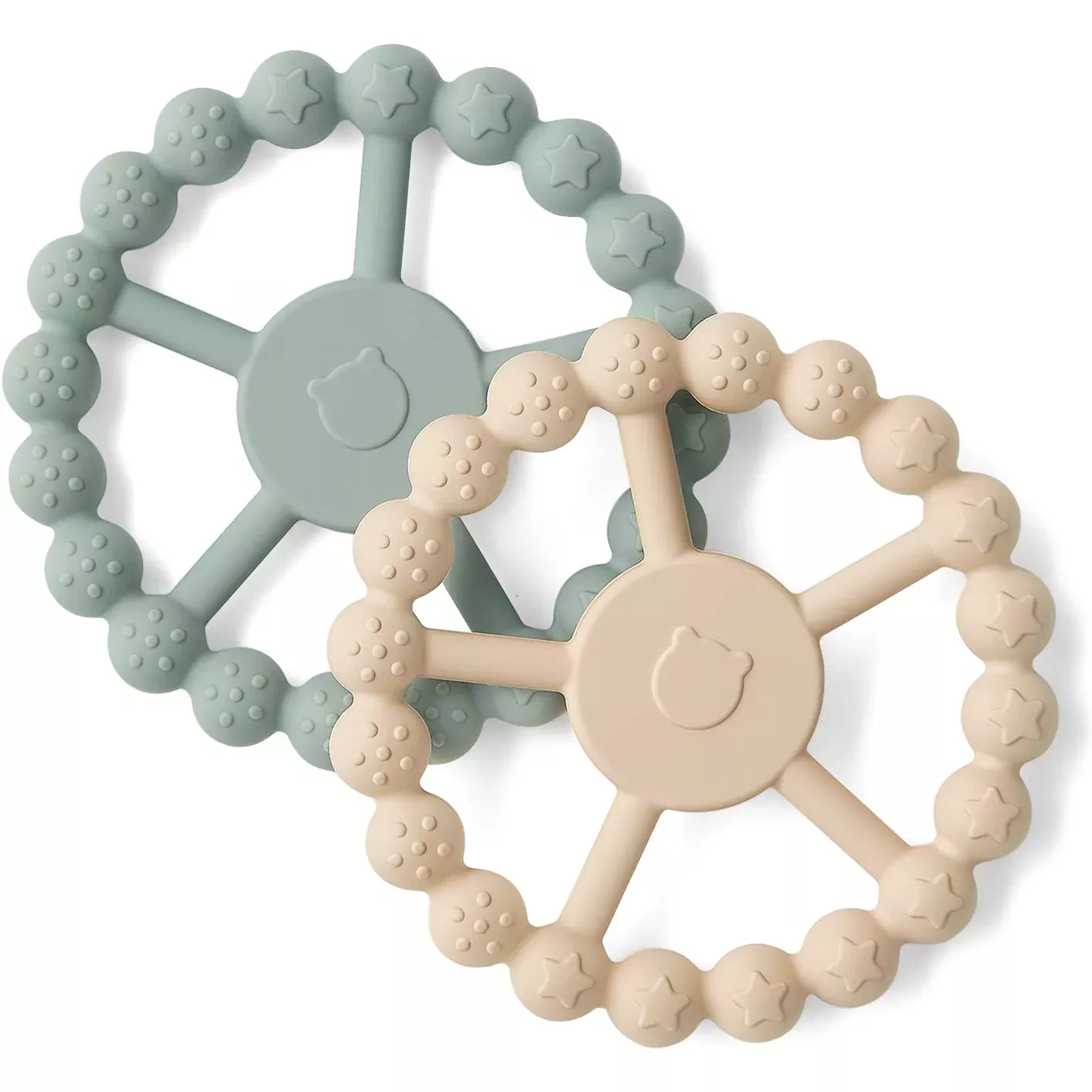 SAMiGO Silicone Teether Rings for Babies, Sprout, Medium, 2-Pack