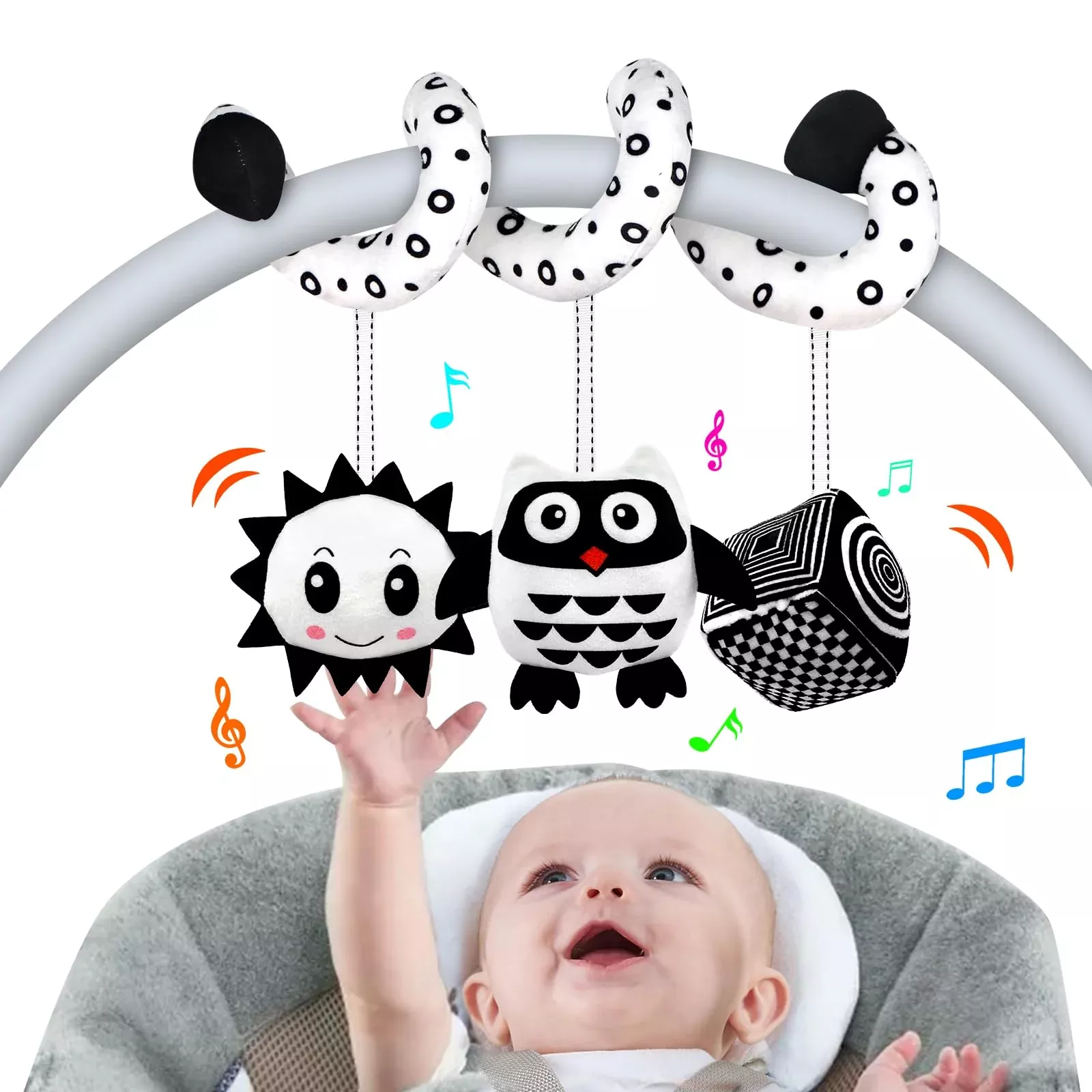 SAMMAS Baby Car Seat Toys - Owl Design - Medium - Educational & Safe