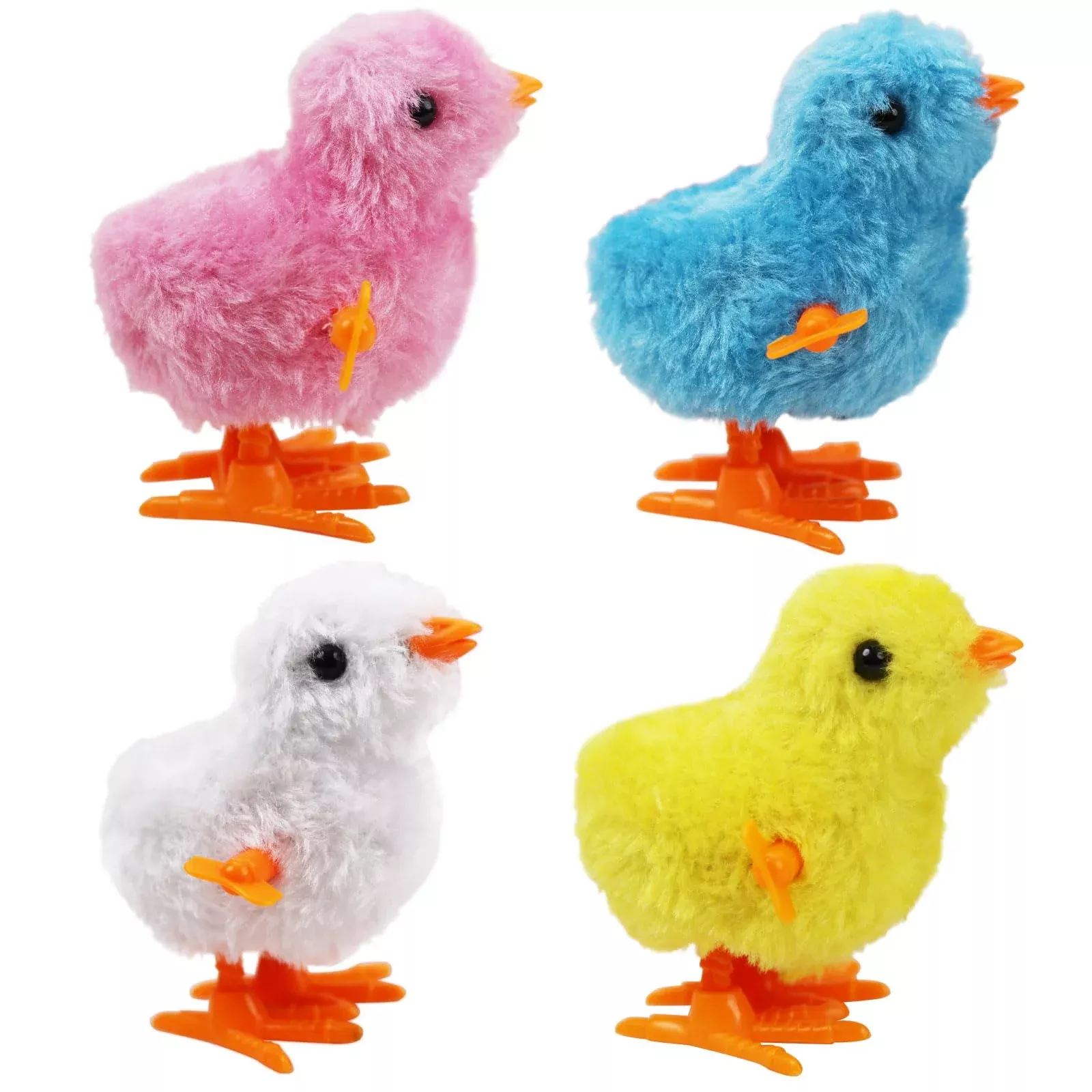 SAURAWAN Wind Up Chick Toys 4-Pack, Colorful Plush for Kids