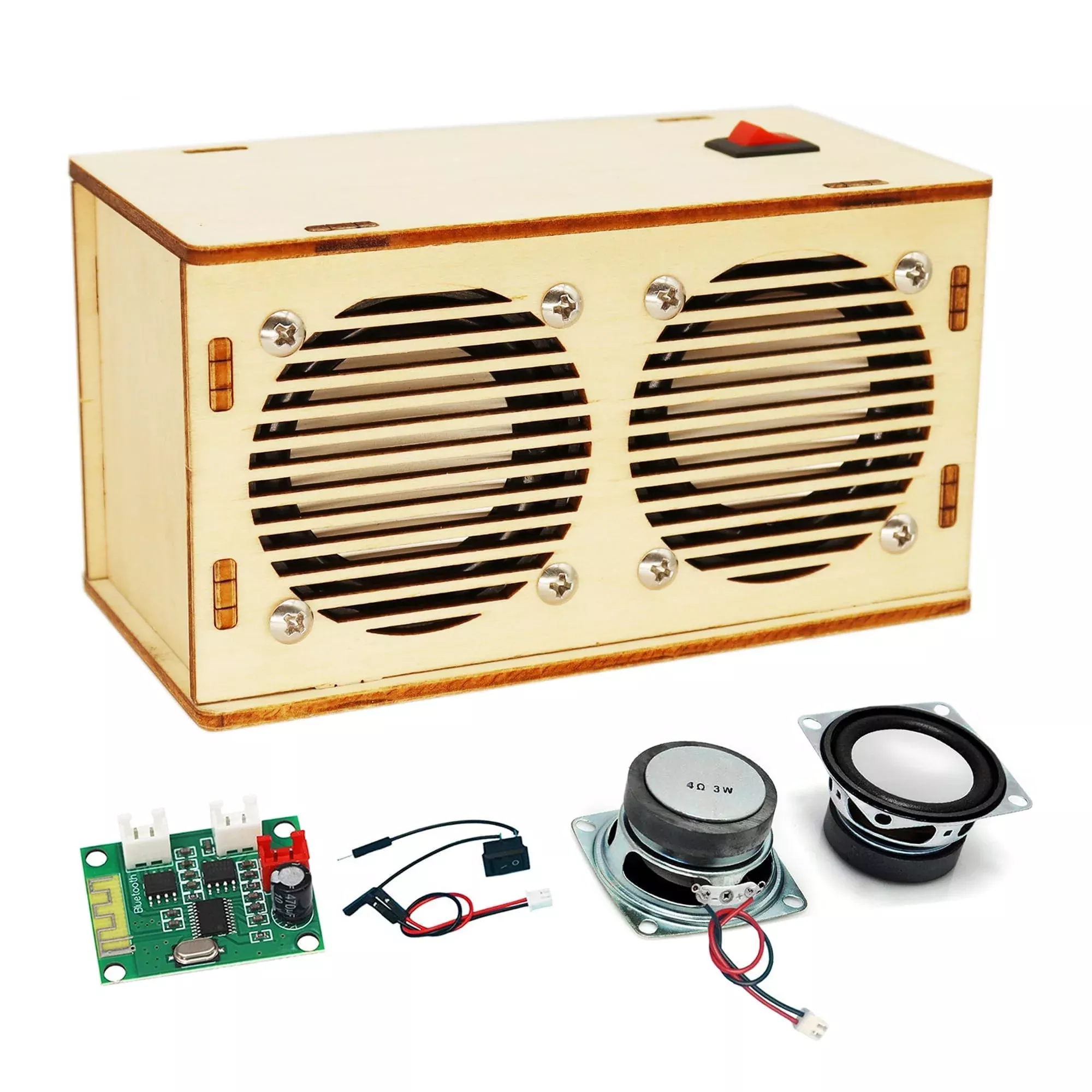 SCAEMO DIY Bluetooth Speaker Kit for Kids, Classic Wood, 3.1x