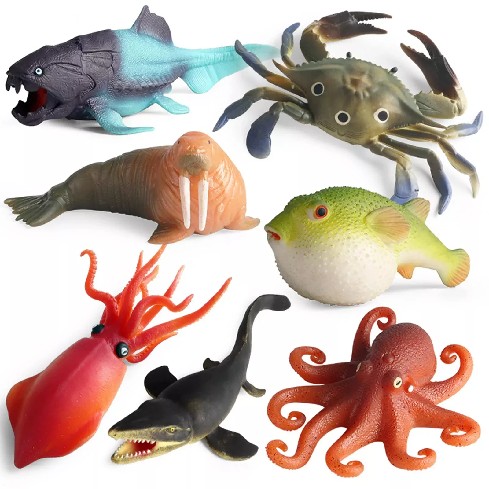 SCAHOW Ocean Creatures Sea Animal Toy Set - Small, Soft, Floating