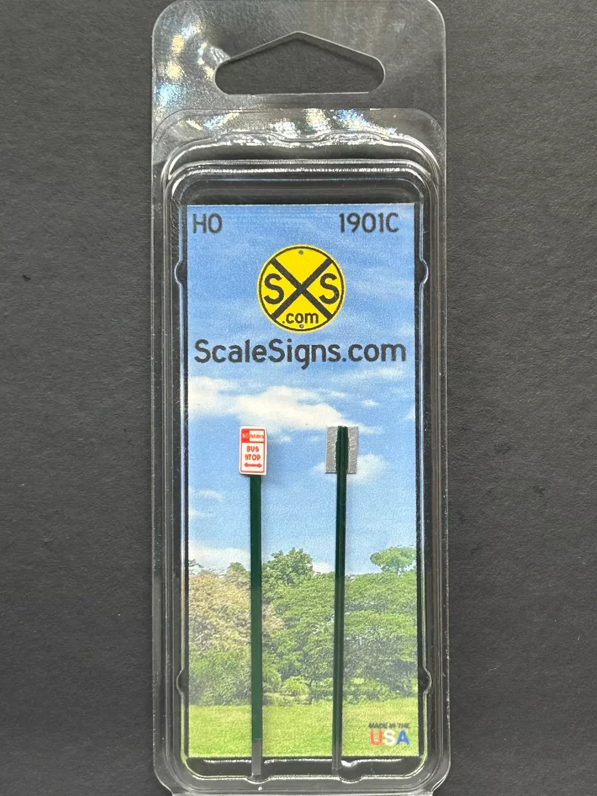ScaleSigns HO-1901C HO Scale No Parking Bus Stop (2 Pack)