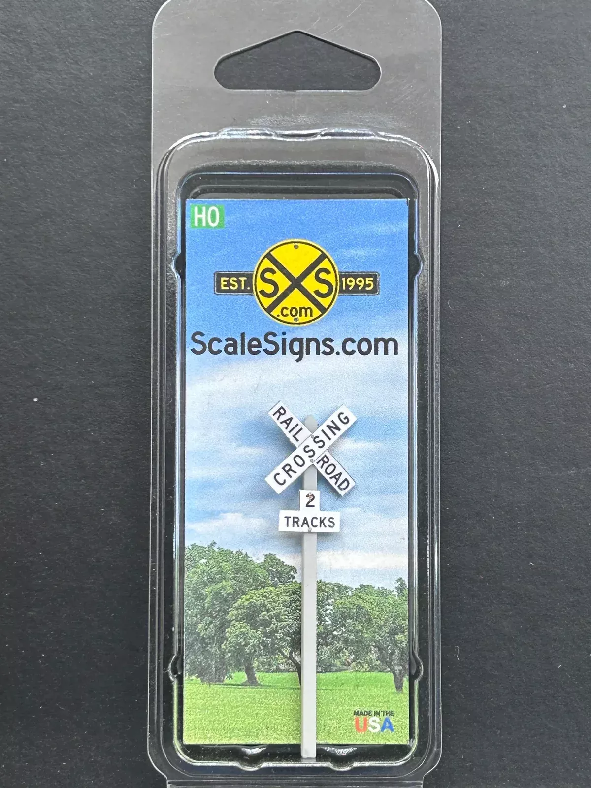 ScaleSigns HO-2219-v2 HO Scale Crossbucks +2 Tracks Sign
