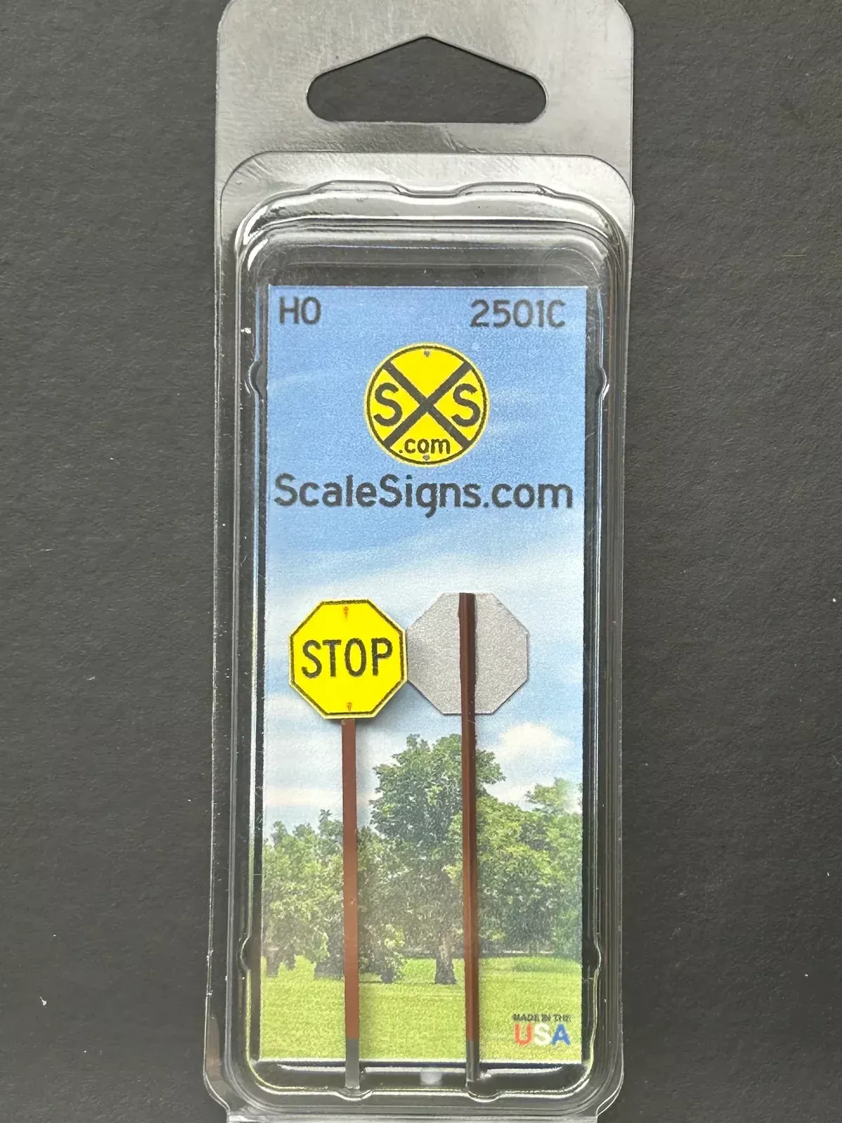 ScaleSigns HO-2501C HO Scale Yellow (Pre-1972) Stop Sign (2 Pack)