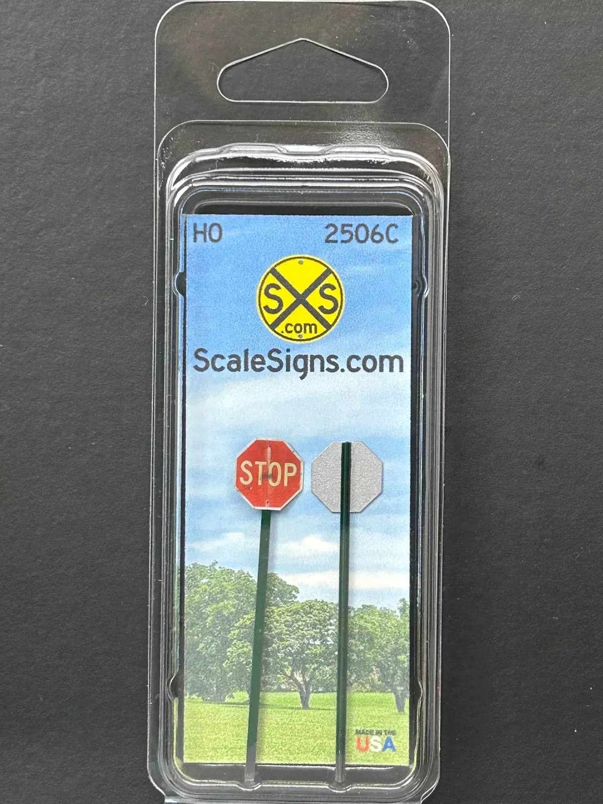 ScaleSigns HO-2506C HO Scale Red (30") Stop Sign - Distressed (2 Pack)