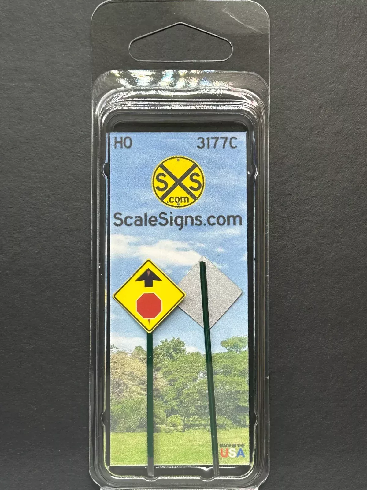 ScaleSigns HO-3177C HO Scale Stop Ahead Sign (2 Pack)