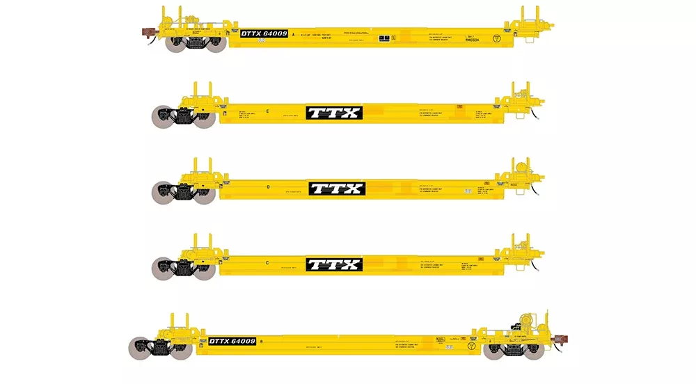 ScaleTrains 40085 HO Scale Rivet Counter PS-Trinity 5 Unit Backpacker Well Car DTTX 64037