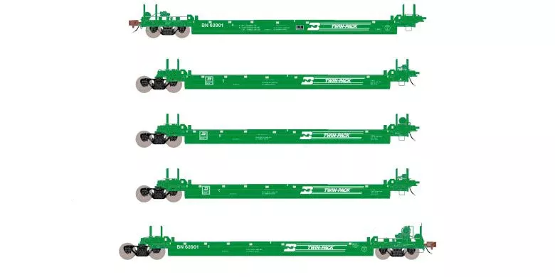 ScaleTrains 40087 HO Scale Rivet Counter PS-Trinity 5 Unit Backpacker Well Car BN 63902