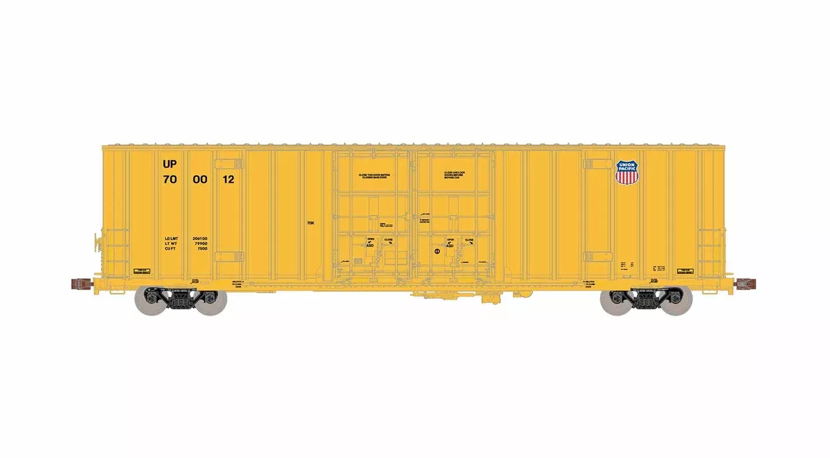 ScaleTrains Operator 11901 HO Scale Trinity 60' 7500 8' Double Plug Door High Cube Boxcar Union Pacific UP 700060 (Anti-Vandalism Reporting Marks/Conspicuity Stripes)