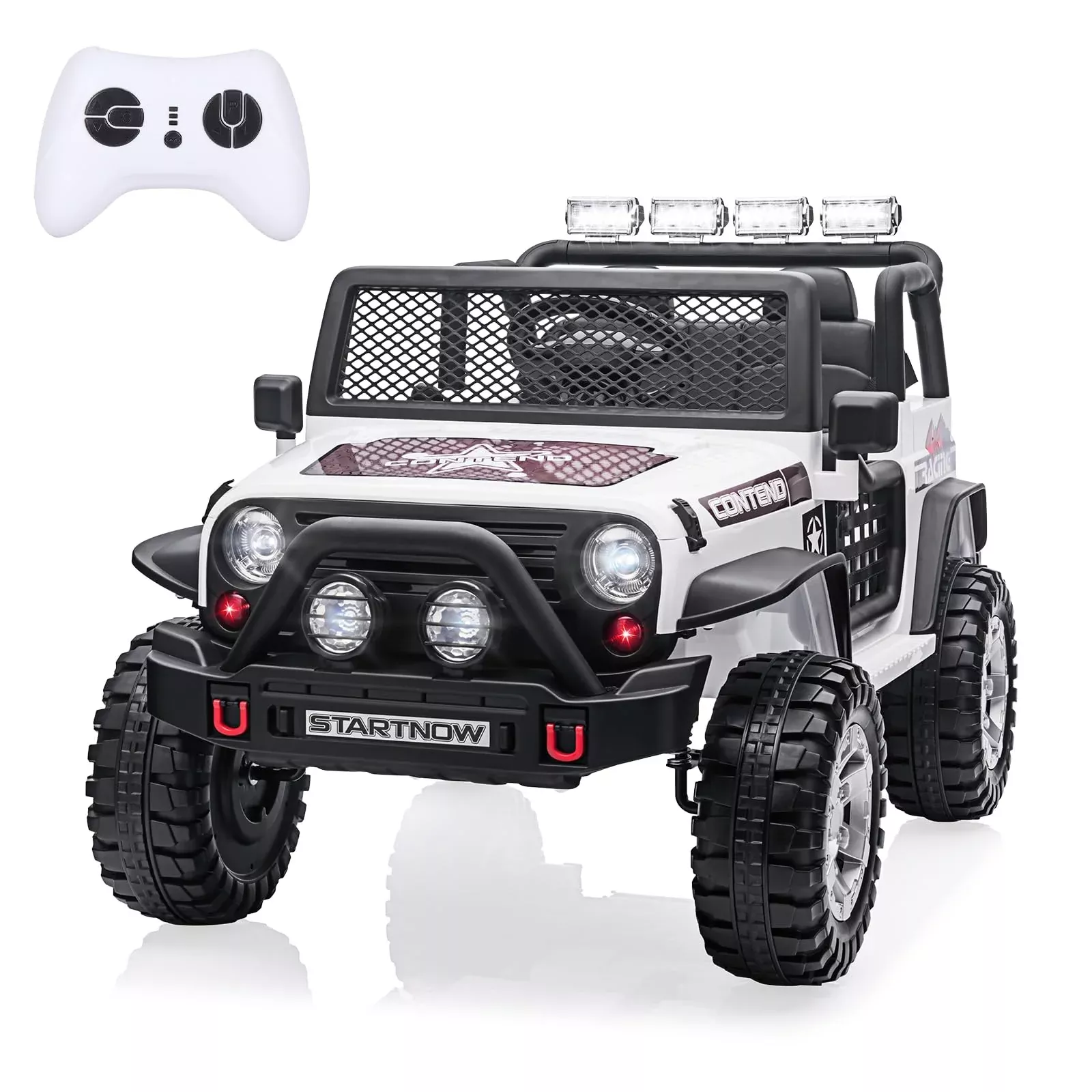 SEHOMY 12V White Truck for Toddlers 1-3 with Remote