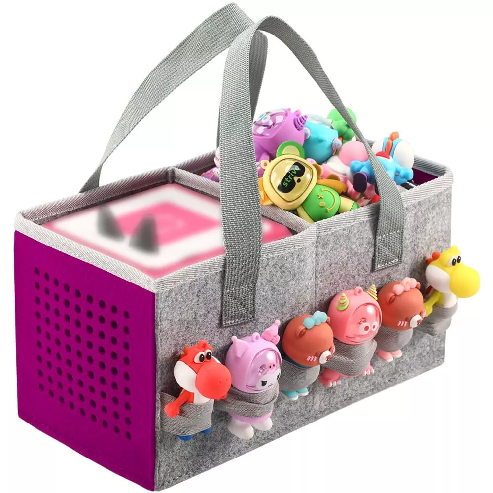 Seracle Felt Bag for Toniebox Starter Set, Small, Gray+Purple