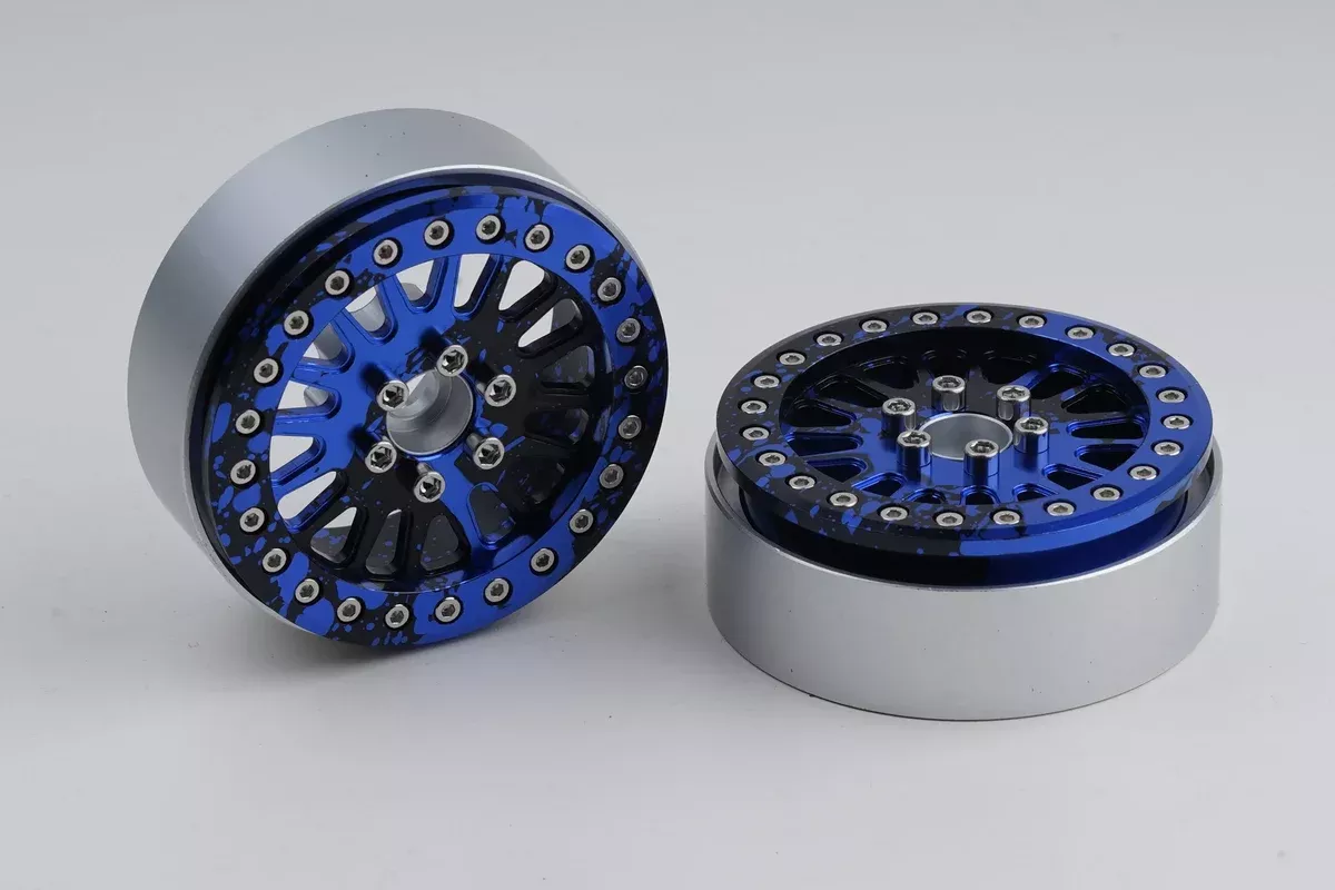 Shift RCS Blue/Black Splatter MAVERICK 2.2" Beadlock Wheels (1 Pair)