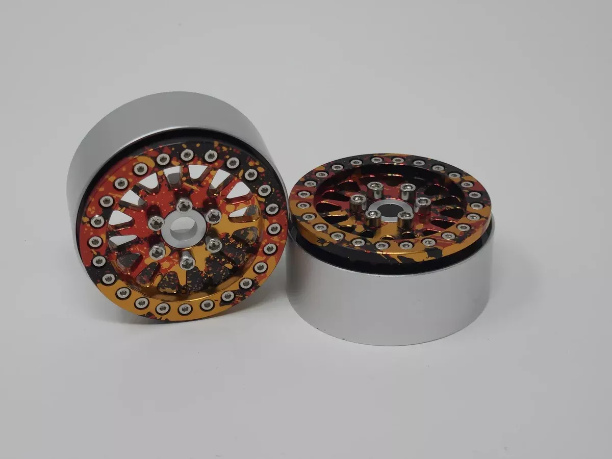 Shift RCS Orange/Red/Black Splash Maverick 1.9" Beadlock Wheels (1 Pair)