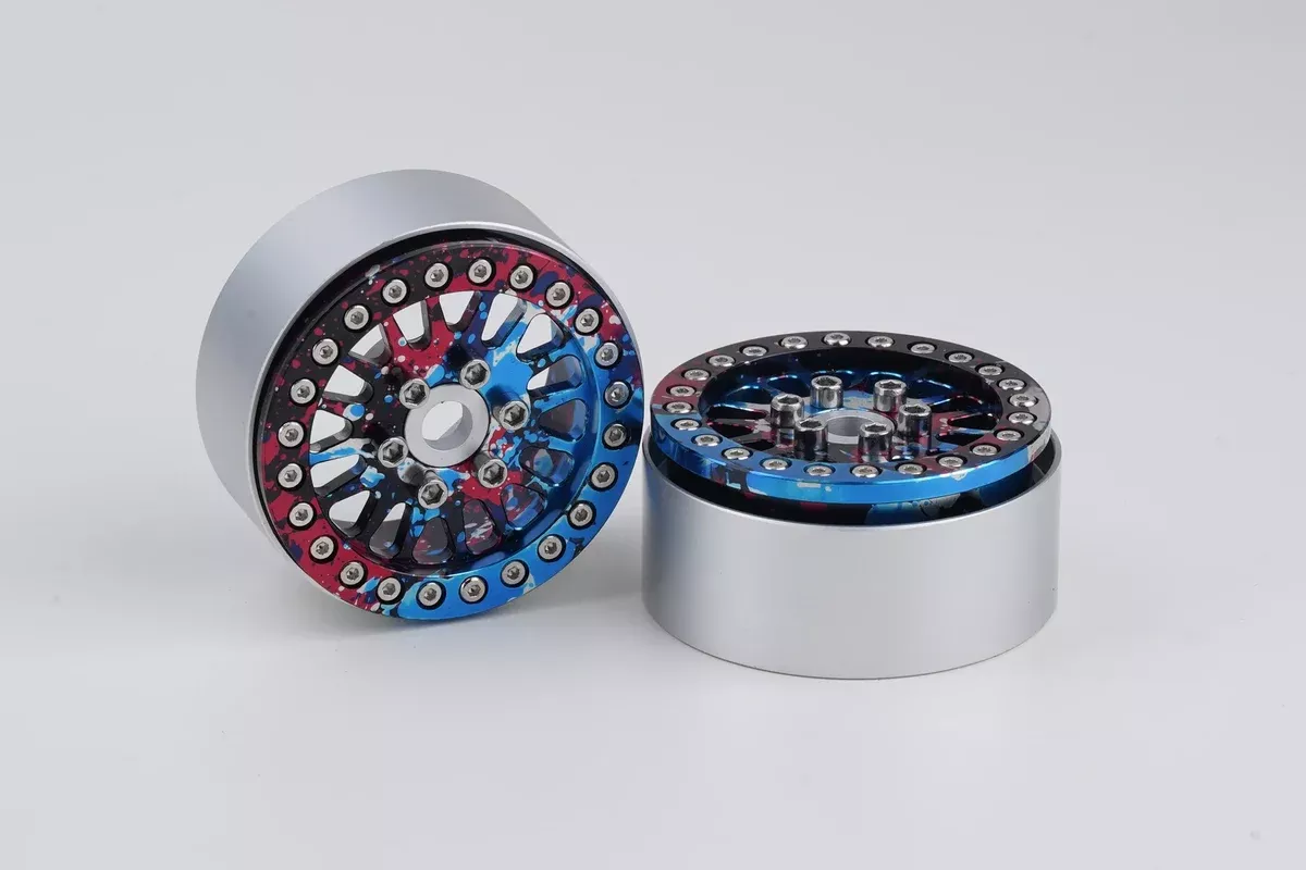 Shift RCS Red/Blue/Black Splash Maverick 1.9" Beadlock Wheels (1 Pair)