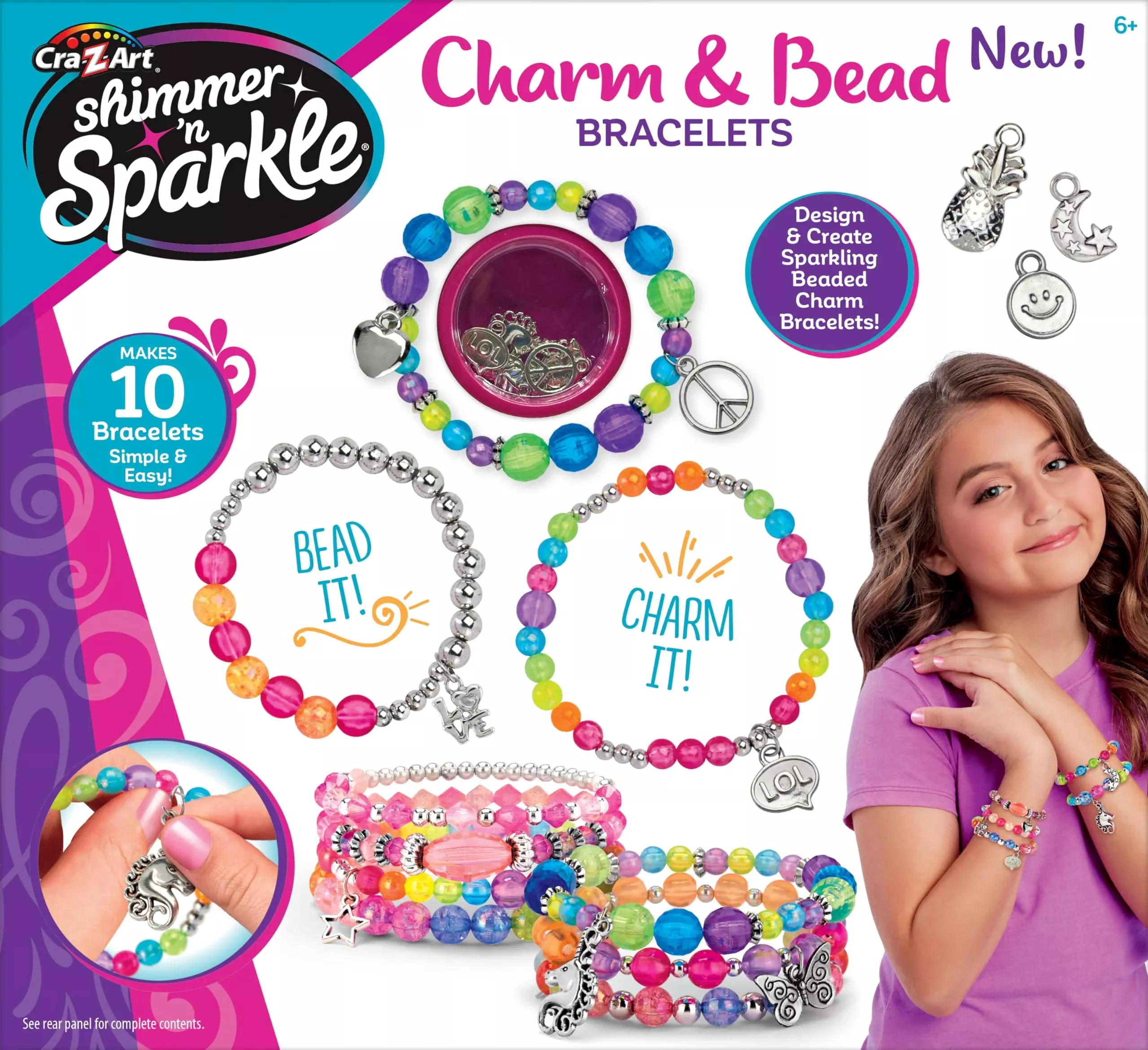 SHIMMER 'N SPARKLE Charm & Bead Bracelet Maker Kit, Multicolor,