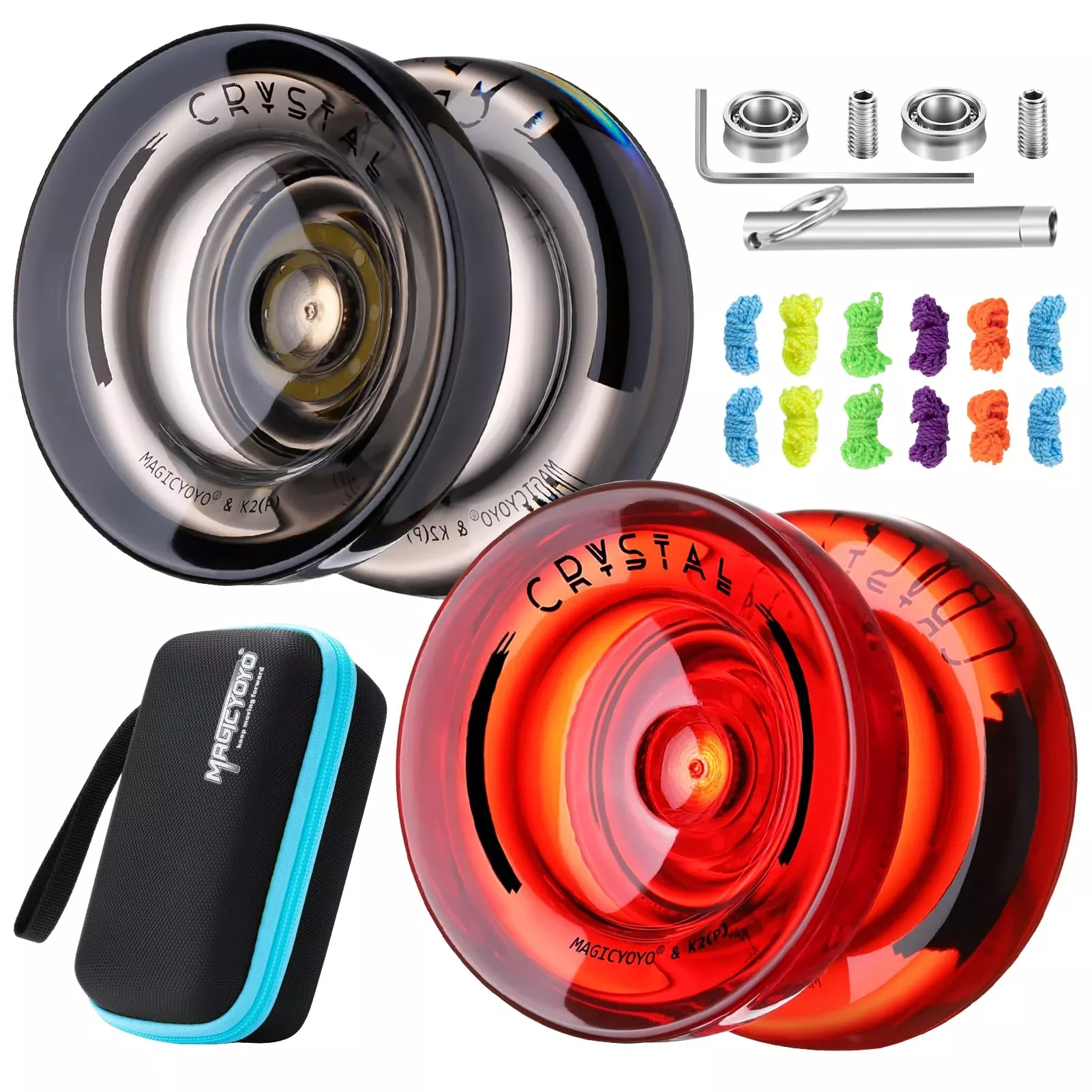 ShungRu Yoyo Pack of 2 - Responsive K2 Crystal Yoyos (Black & Red) for