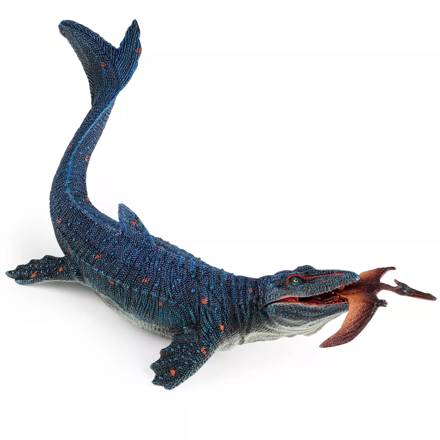 SIENON Mosasaurus Dinosaur Toy Figure - Large, Blue and Brown
