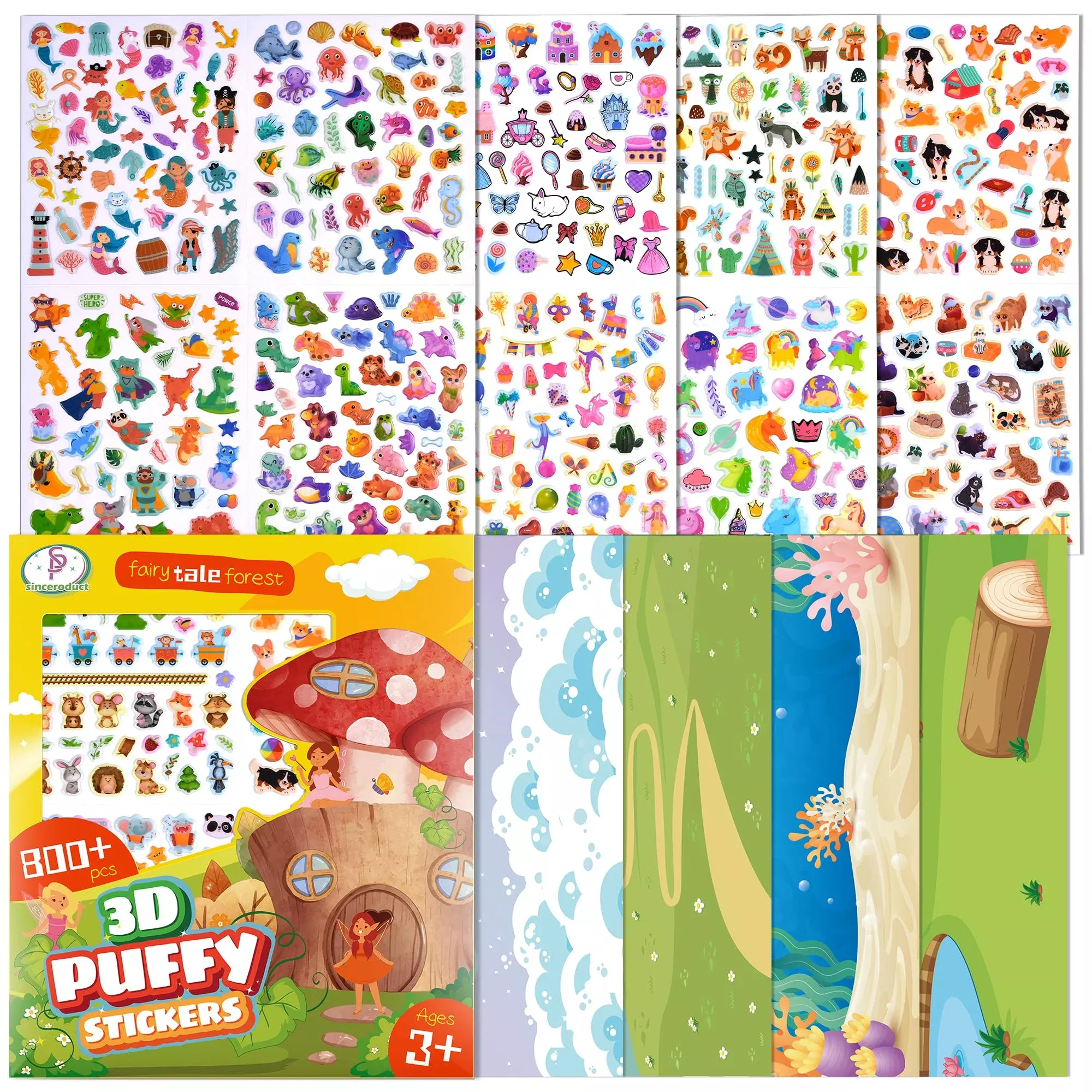Sinceroduct 3D Puffy Stickers for DIY Crafting, Colorful,