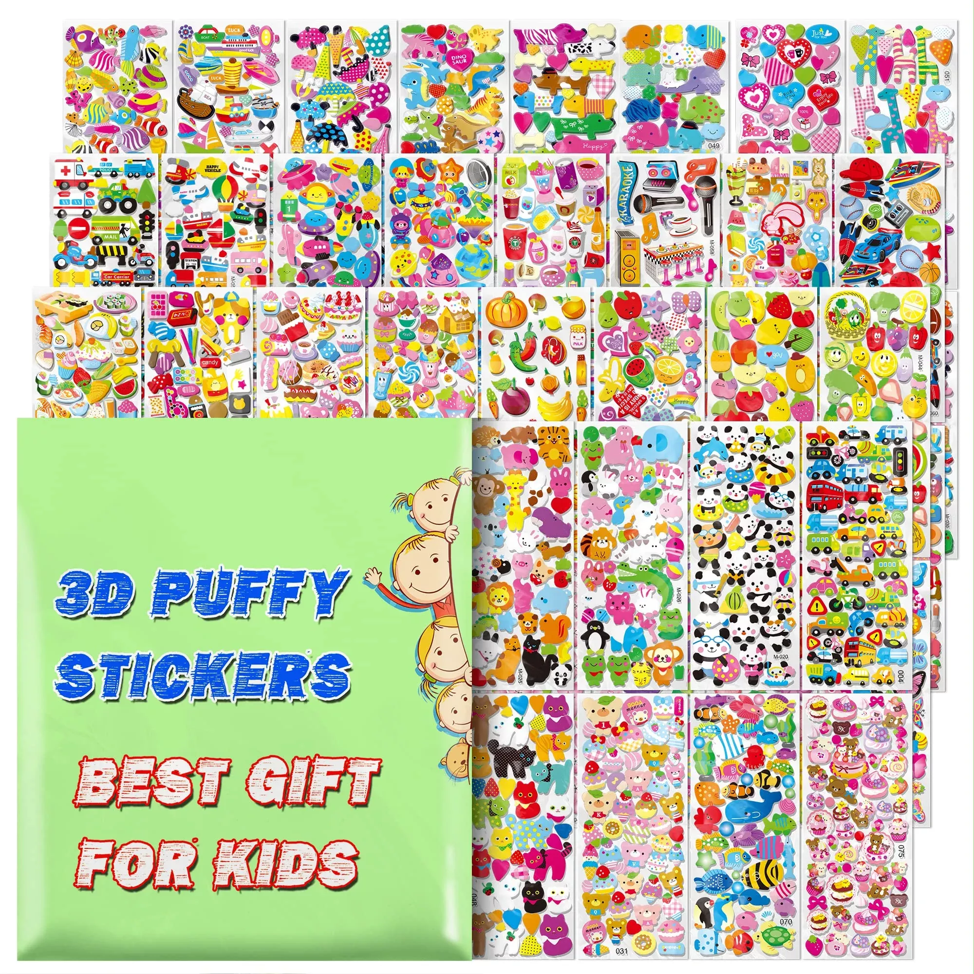 Sinceroduct Kids Stickers Set, 3200+ PCS Multicolored Fun Designs