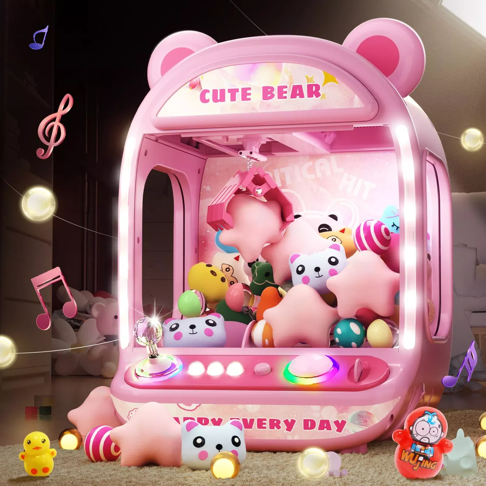 Skirfy Mini Claw Machine for Kids, Pink, Medium, 27 Prizes Included
