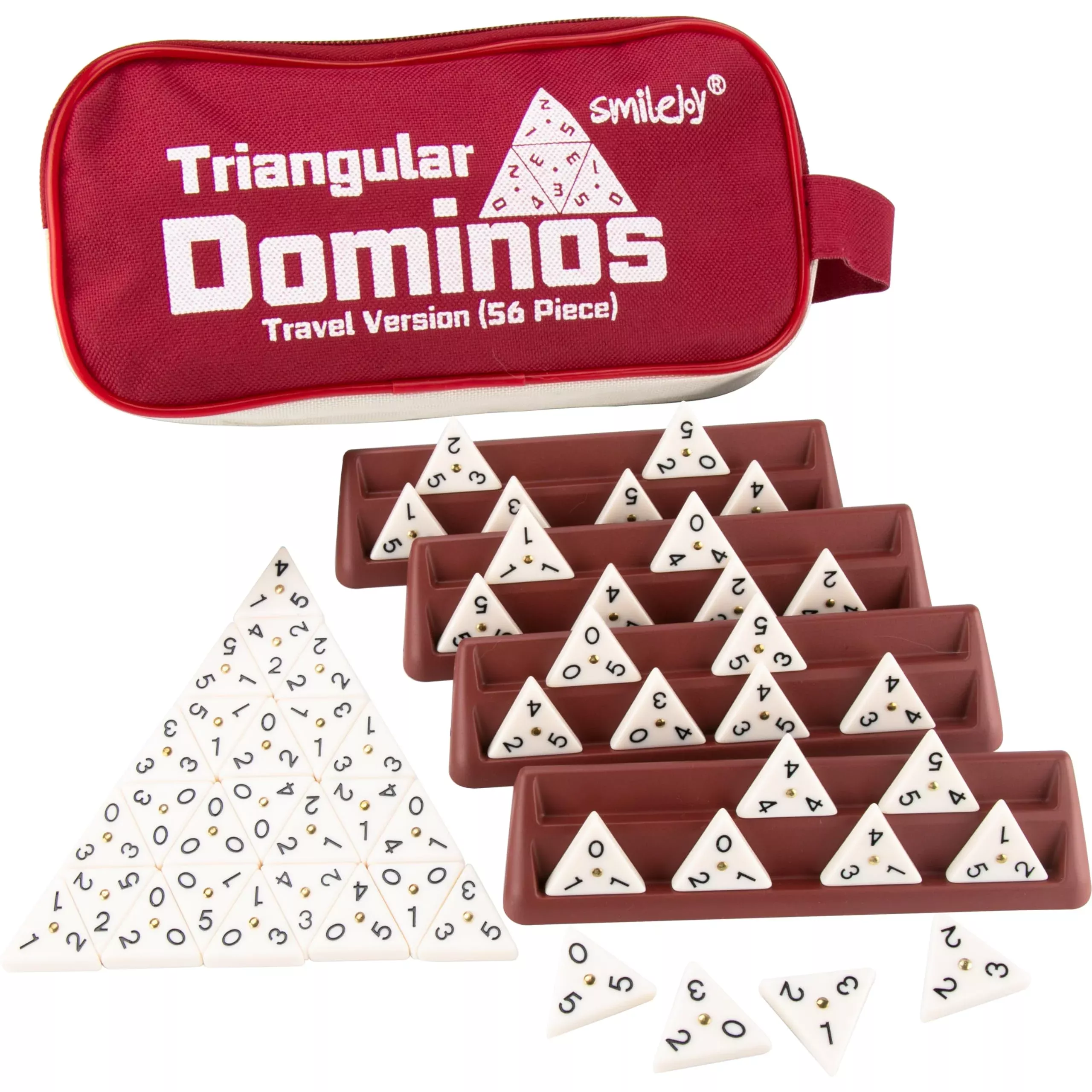 Smilejoy Triangle Domino Set, 56 Pieces, Ivory, 2-4 Players