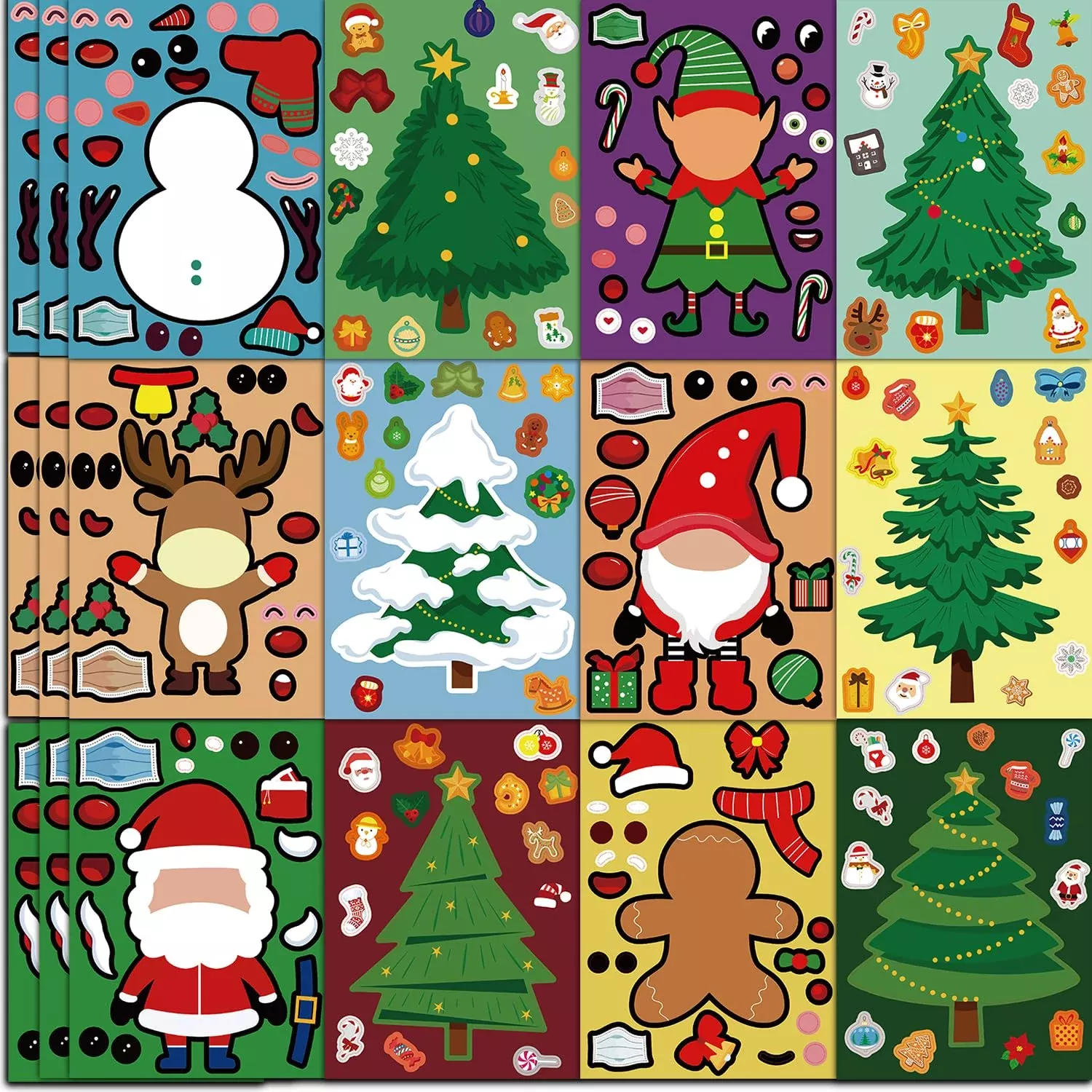 SmilinFit Christmas Stickers for Kids - 36 Sheets, Multicolor