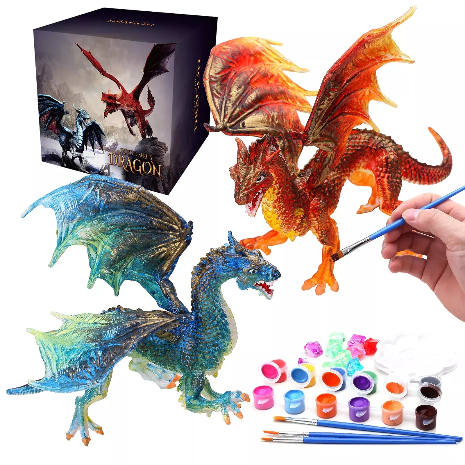 SOLDAY Kids Art and Crafts Dragon Model Kit 2 Dragon Figurines Medium