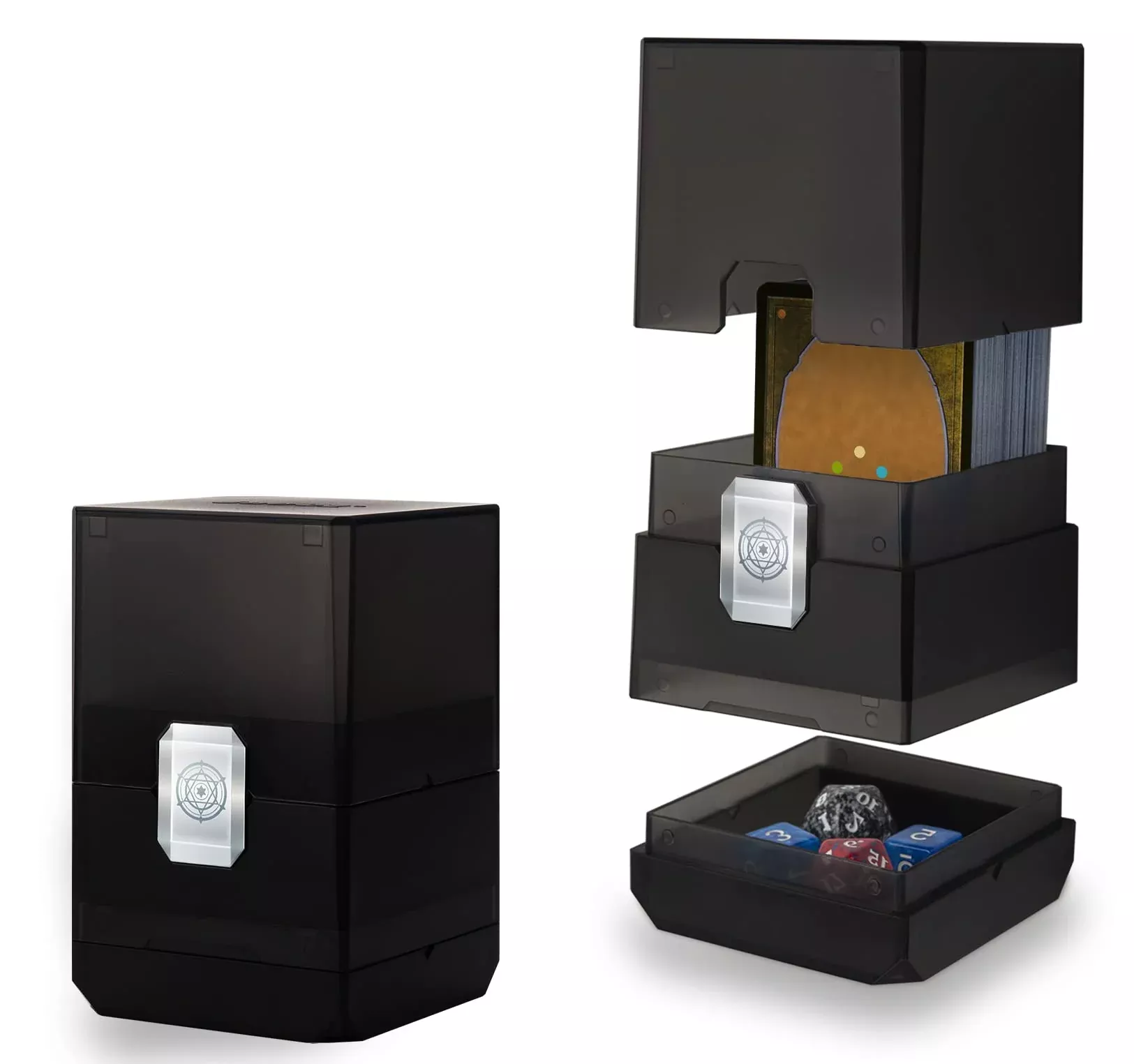 Sooez Heavy Duty MTG Deck Card Box with Dice Storage, Black ABS Plasti