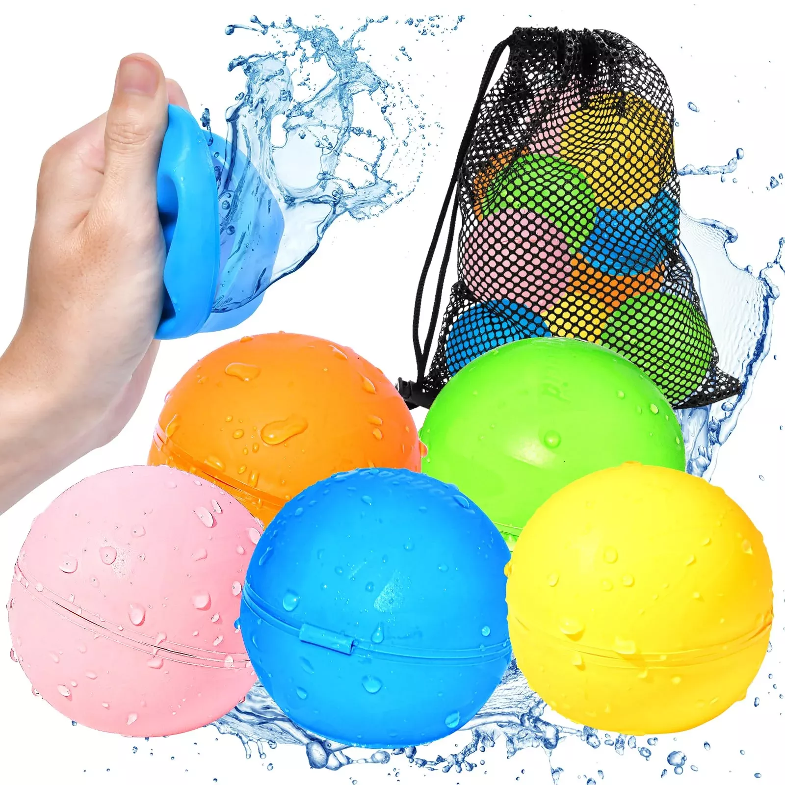 Soppycid Water Balloons Reusable Quick Fill - Self Sealing Silicone Wa