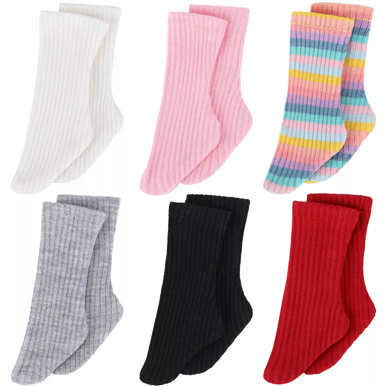 Sotiff Doll Socks Set for 11.8 Inch Dolls, 6 Pairs,