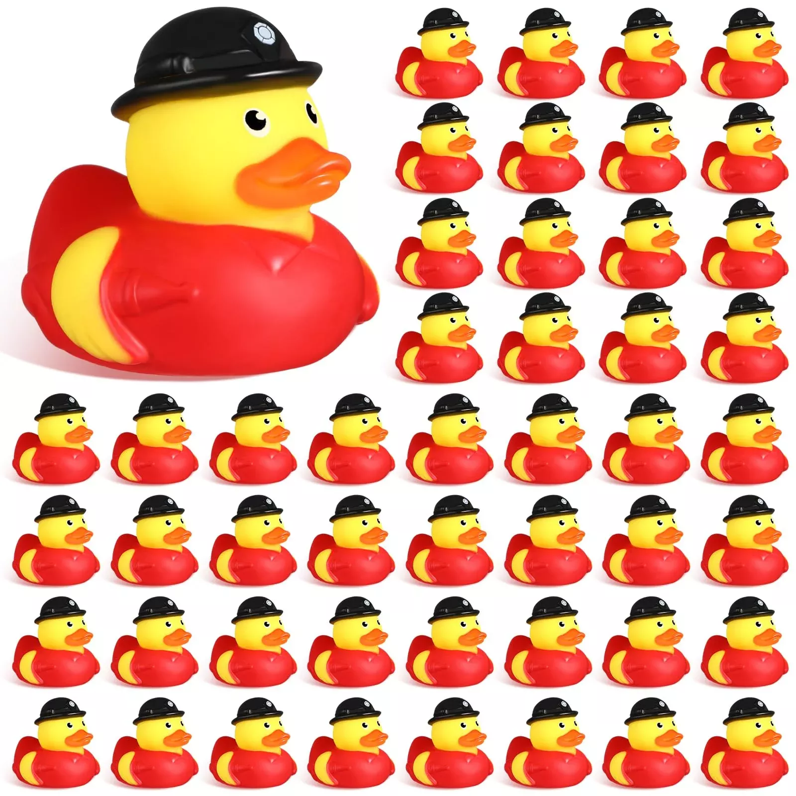 Sotiff Fireman Rubber Ducks, 48 Pack, PVC Vinyl, Red/Yellow,