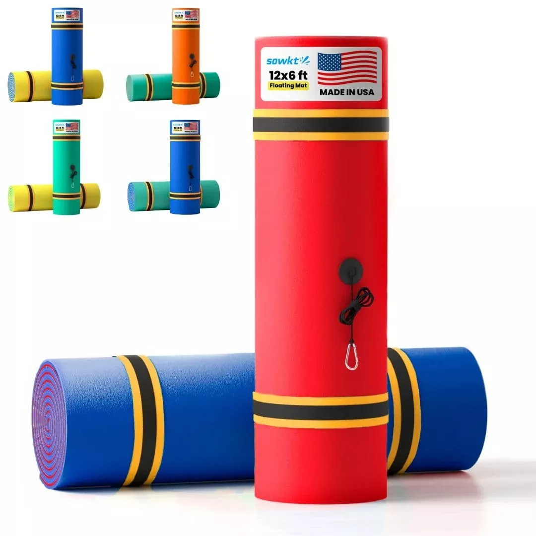 SOWKT Floating Mat for Lake 12x6 ft Red/Blue Water Pad