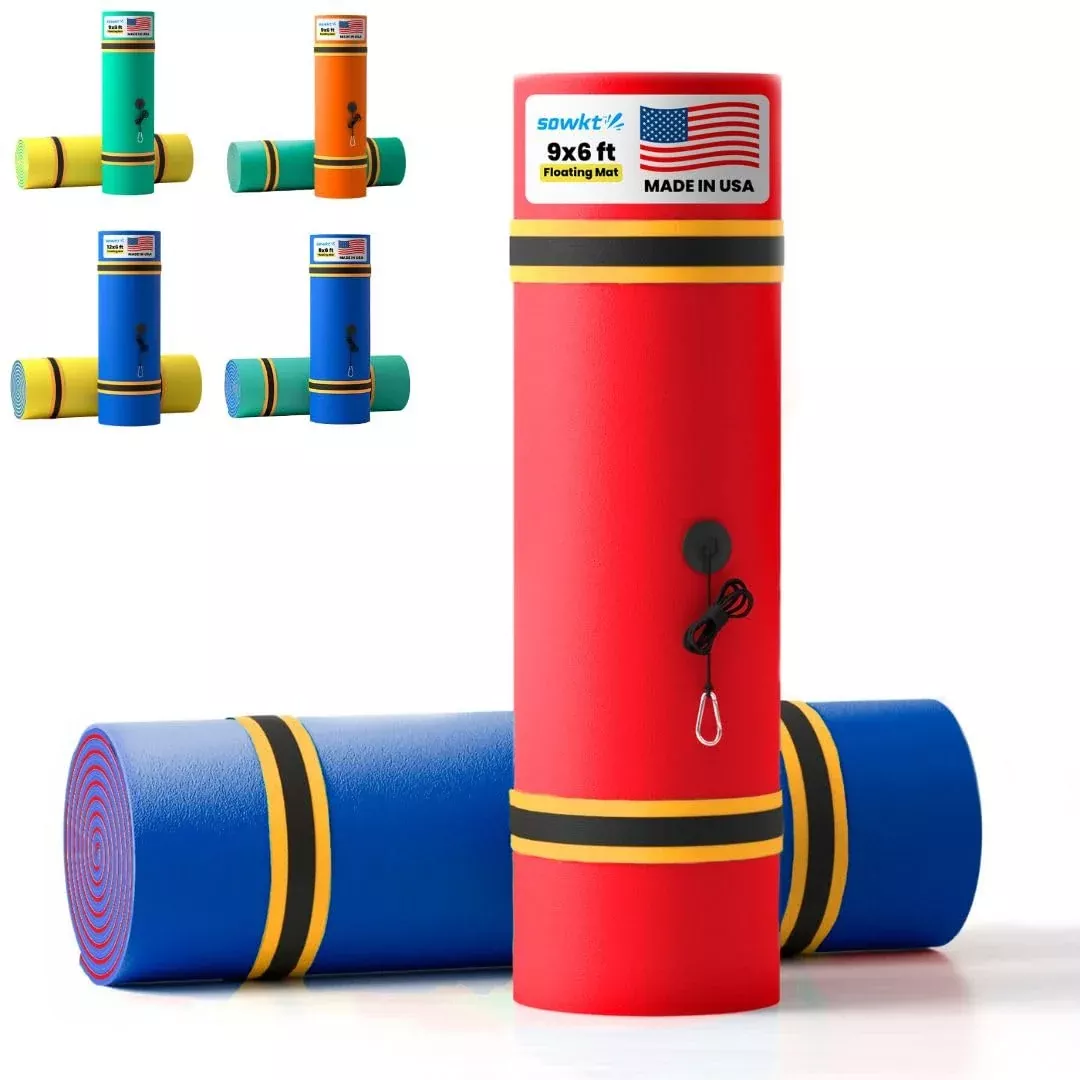 SOWKT Floating Mat for Pool & Lake, 9x6 ft, Red/Blue
