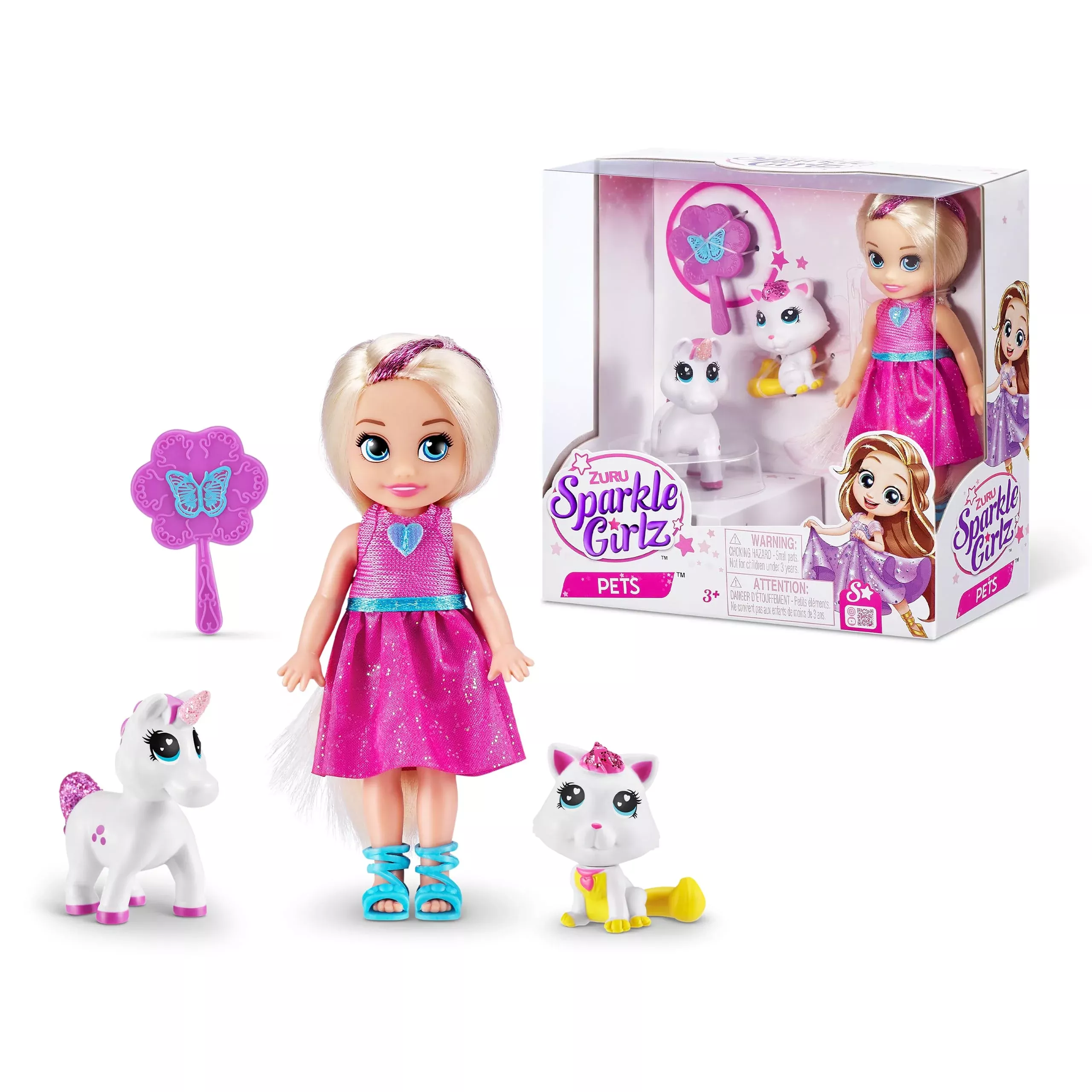 Sparkle Girlz Cupcake Doll Set with Pet - 4.5" Blue