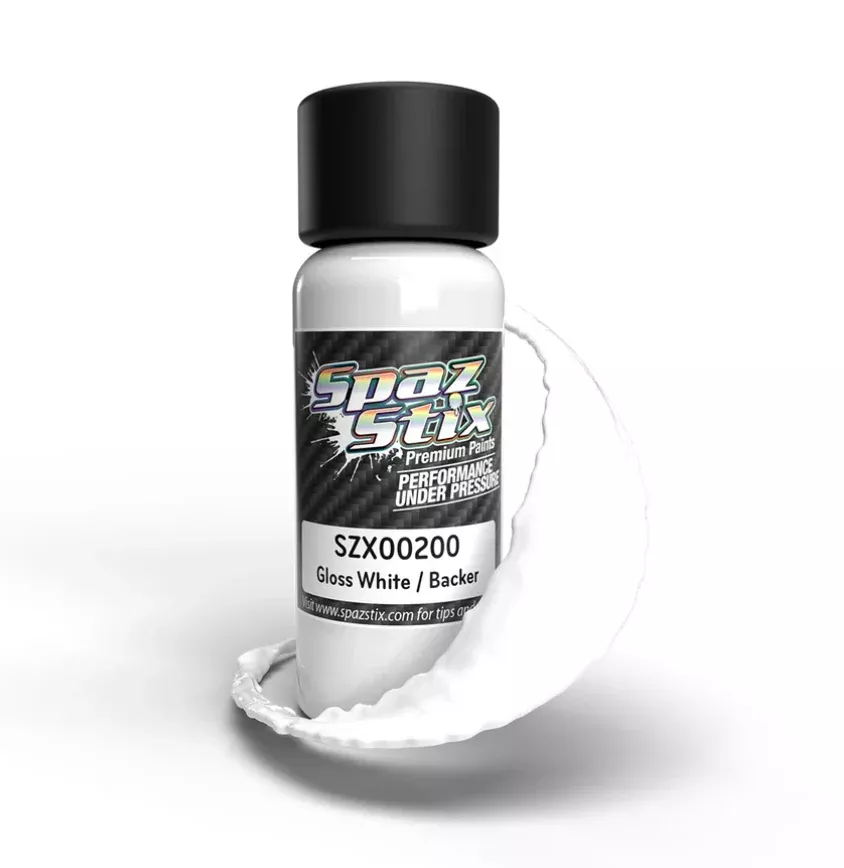 Spaz Stix 00200 Solid White Backer Airbrush Ready Paint, 2oz Bottle