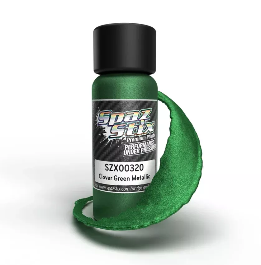 Spaz Stix 00320 Clover Green Metallic Airbrush Ready Paint, 2oz Bottle