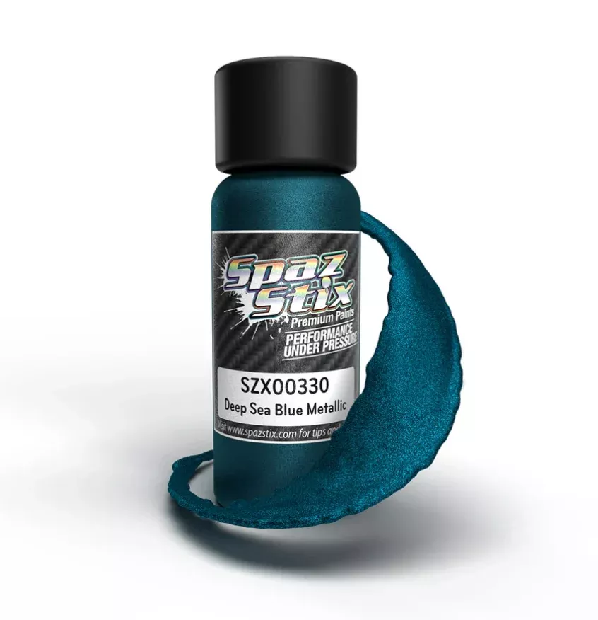 Spaz Stix 00330 Deep Sea Blue Metallic Airbrush Ready Paint, 2oz Bottle