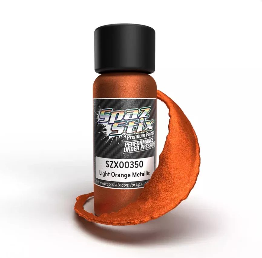 Spaz Stix 00350 Light Orange Metallic Airbrush Ready Paint, 2oz Bottle