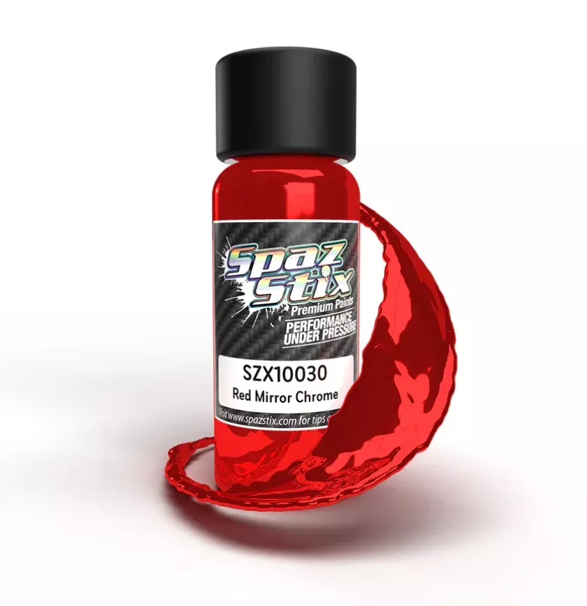 Spaz Stix 10030 Red Mirror Chrome Airbrush Ready Paint, 2oz Bottle
