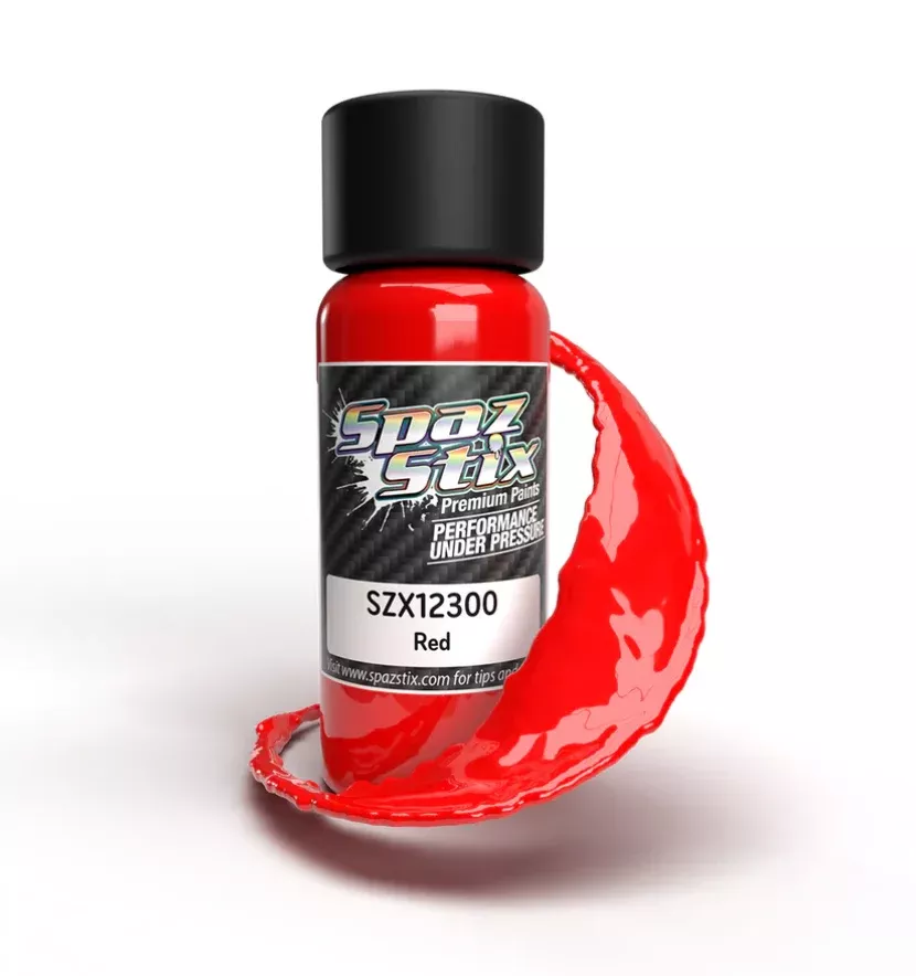 Spaz Stix 12300 Solid Red Airbrush Ready Paint, 2oz Bottle