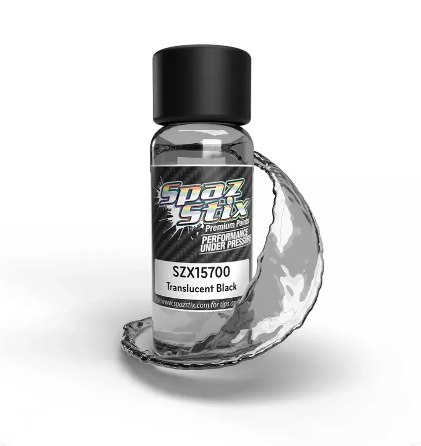 Spaz Stix 15700 Translucent Black Airbrush Ready Paint, 2oz Bottle