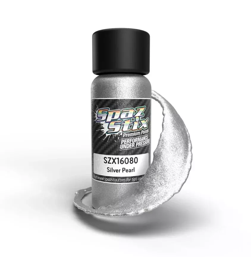 Spaz Stix 16080 Silver Pearl Airbrush Ready Paint, 2oz Bottle