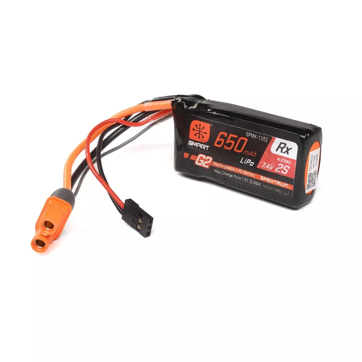 Spektrum 1052 650 mAh 2s 15c Smart Receiver Battery IC3