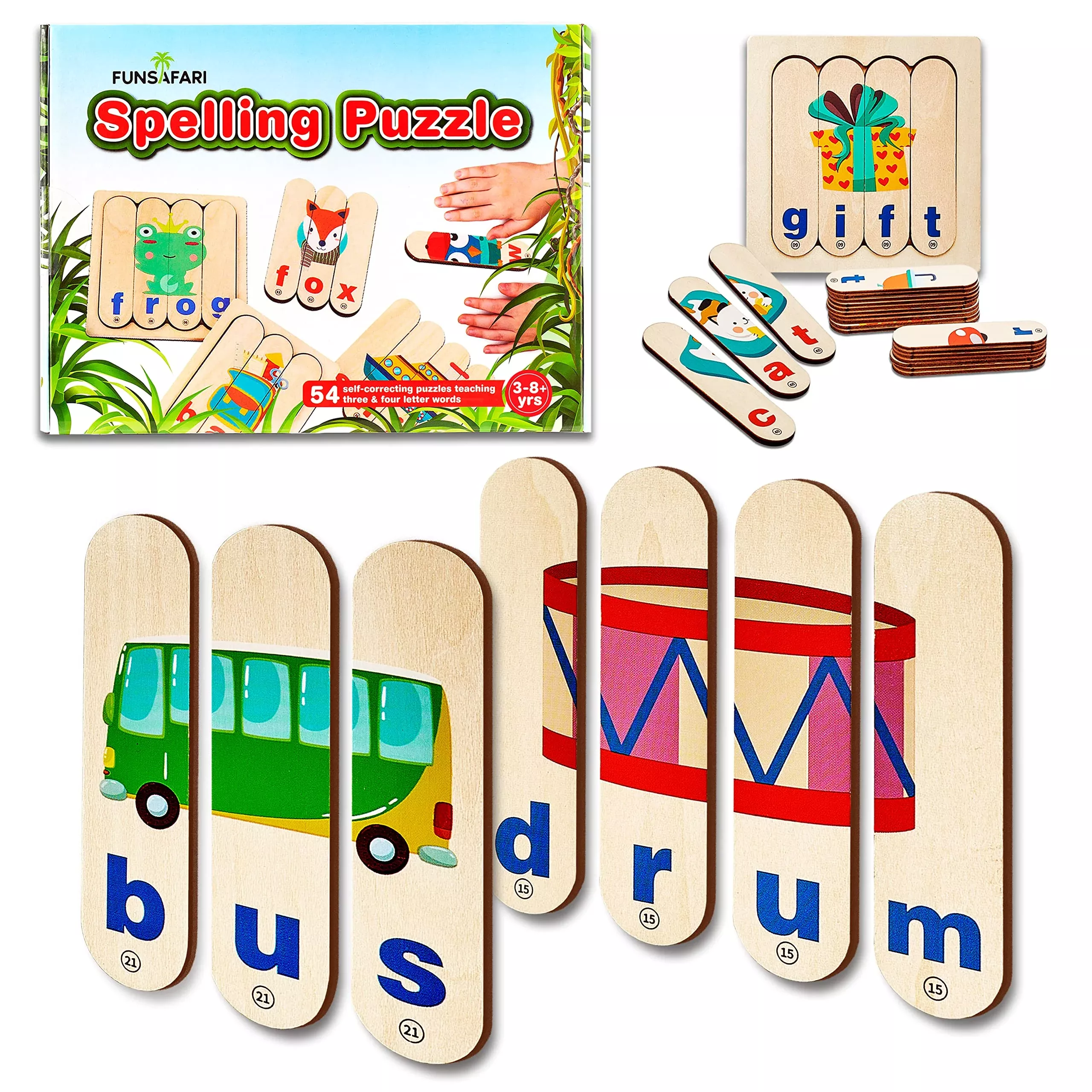 Spelling Puzzle For Kids - 54 Words - Educational Learning Toys For 3-