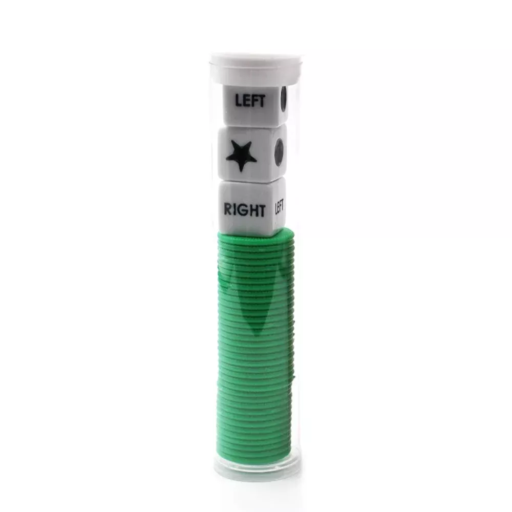 Spidfee Rigth Left Center Dice Game for Family Fun, Green, 3 Dice