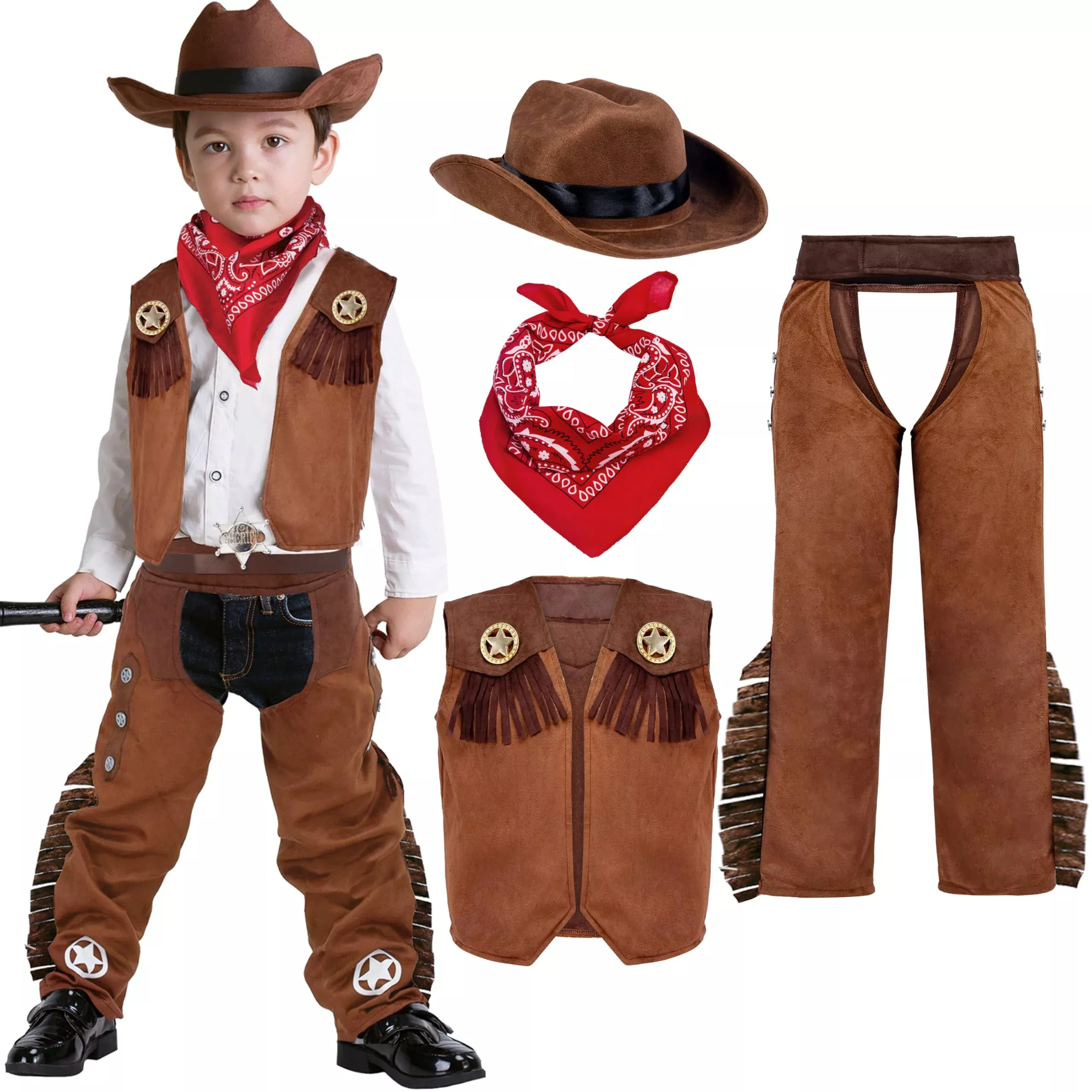 Spooktacular Creations Cowboy Costume Set for Toddlers, 3T, Light