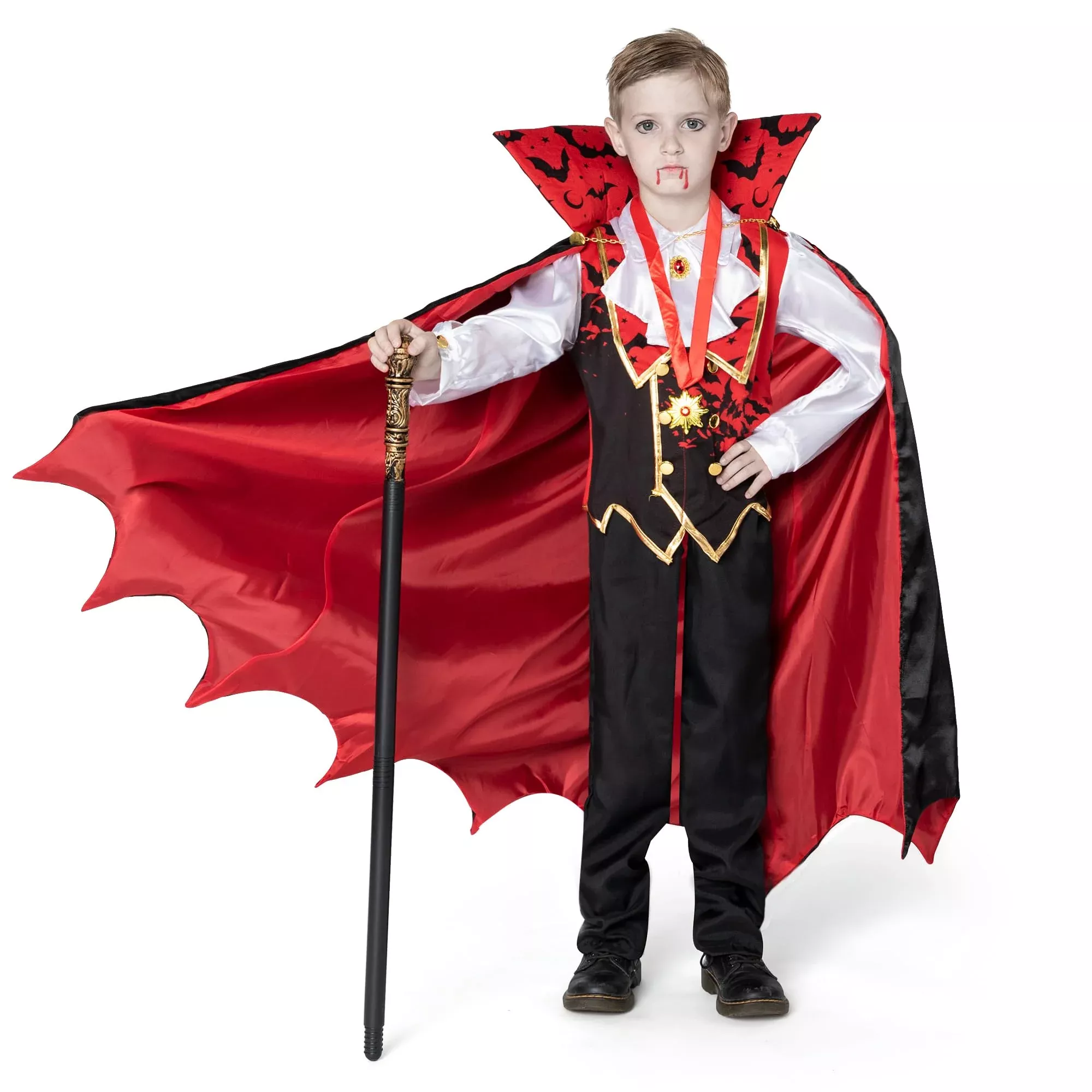 Spooktacular Creations Red Vampire Costume for Kids, Small, Black
