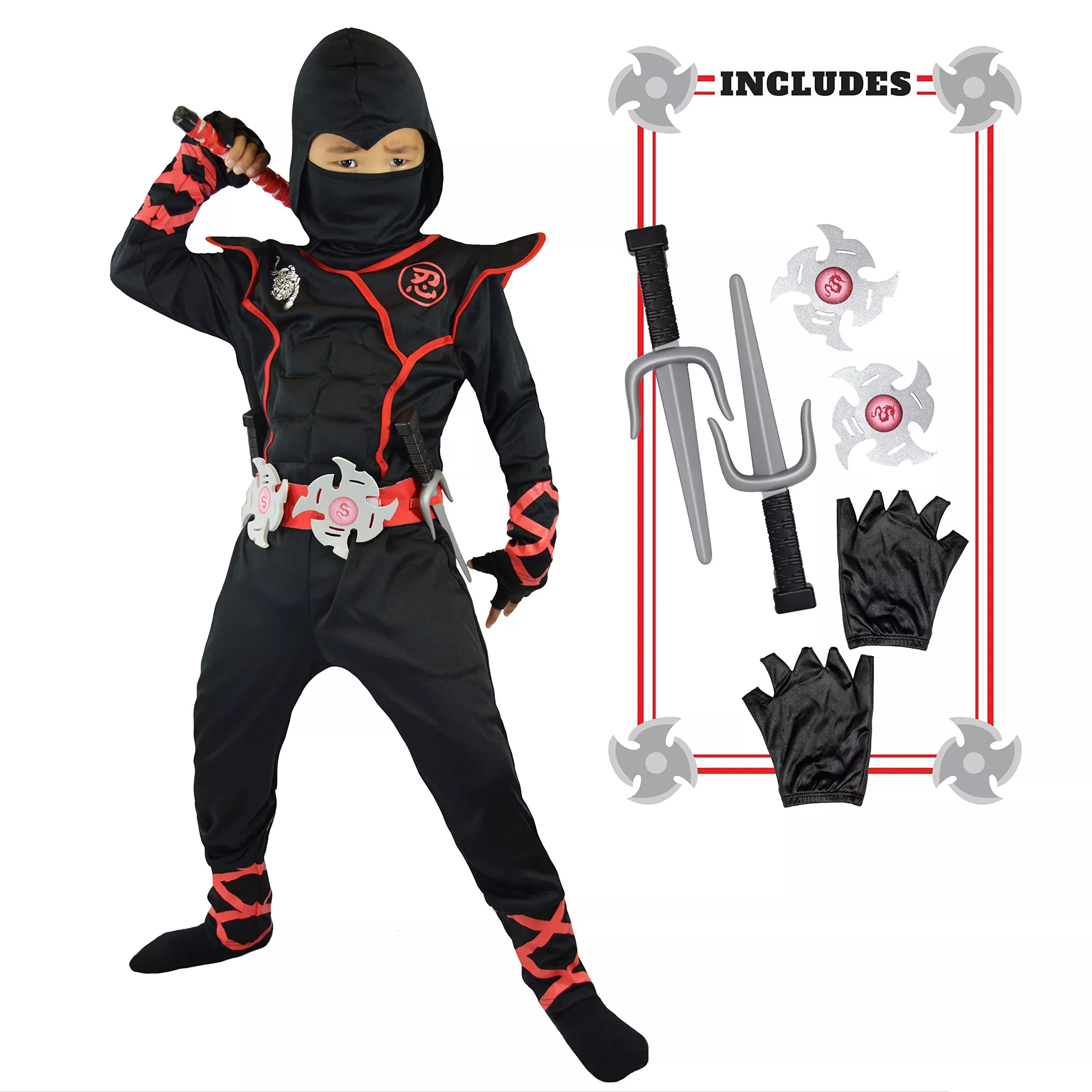Spooktacular Creations Silver Ninja Costume Set, Kids 5-7 YRS,
