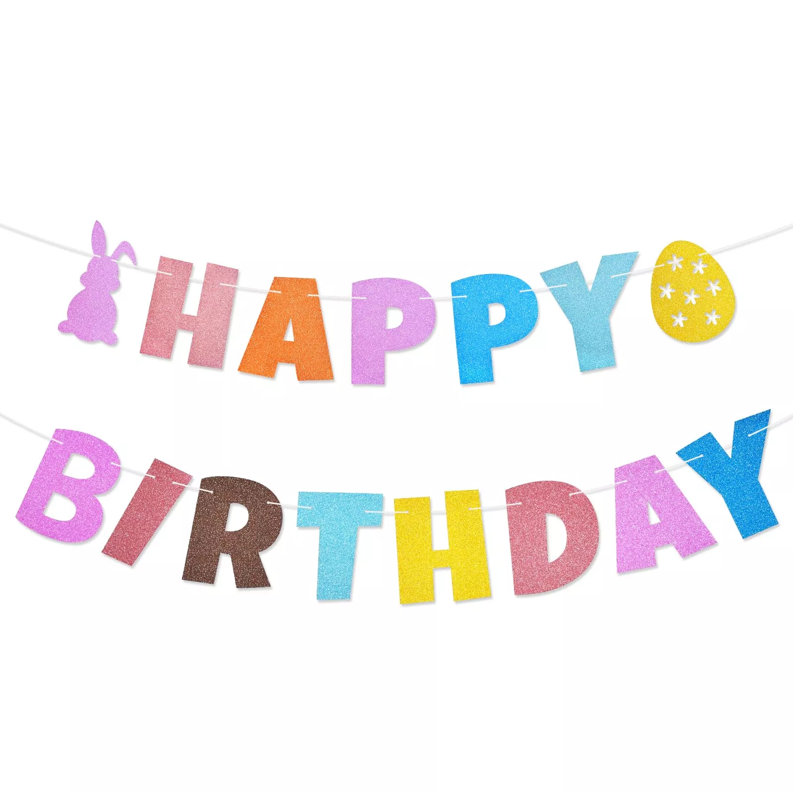 Spring Easter Happy Birthday Banner - Pastel Colored Hanging Paper Gar